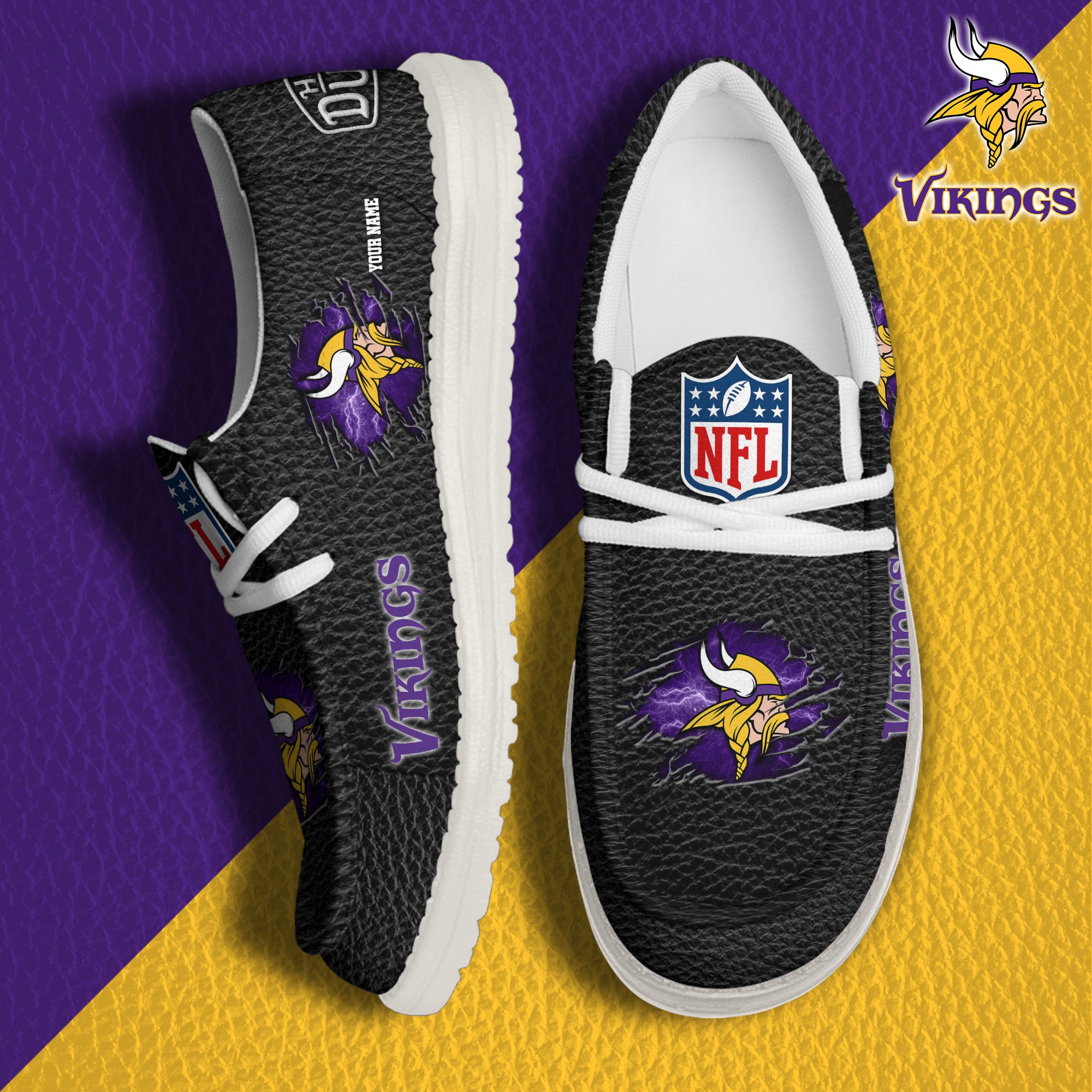 Minnesota Vikings Hey Dude Canvas Loafer Shoes 2024 Version Custom Your Name, Sport Shoes For Lovers, Sport Team Shoes ETRG-61671