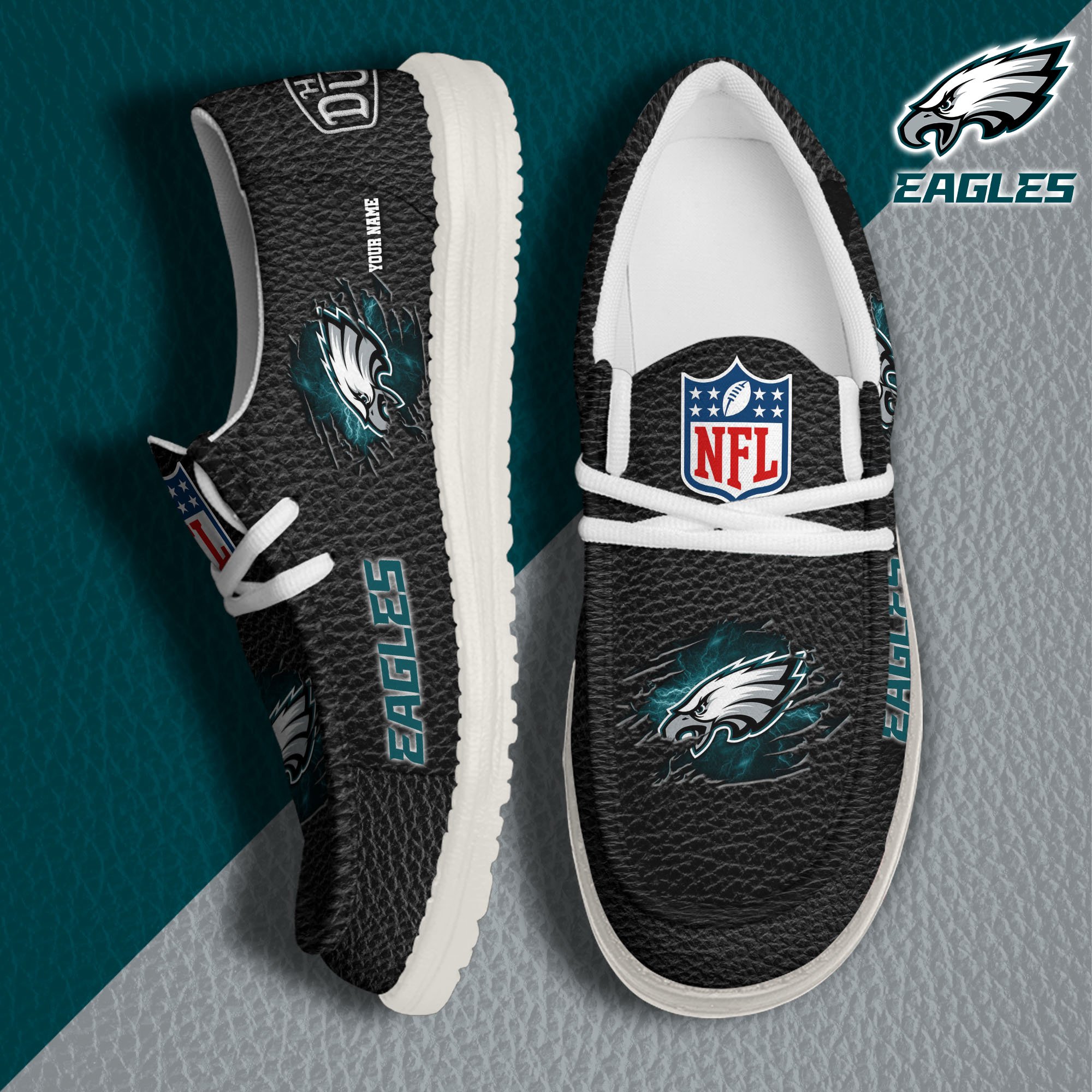 01 Philadelphia Eagles Hey Dude Canvas Loafer Shoes 2024 Version Custom Your Name, Sport Shoes For Lovers, Sport Team Shoes ETRG-61671