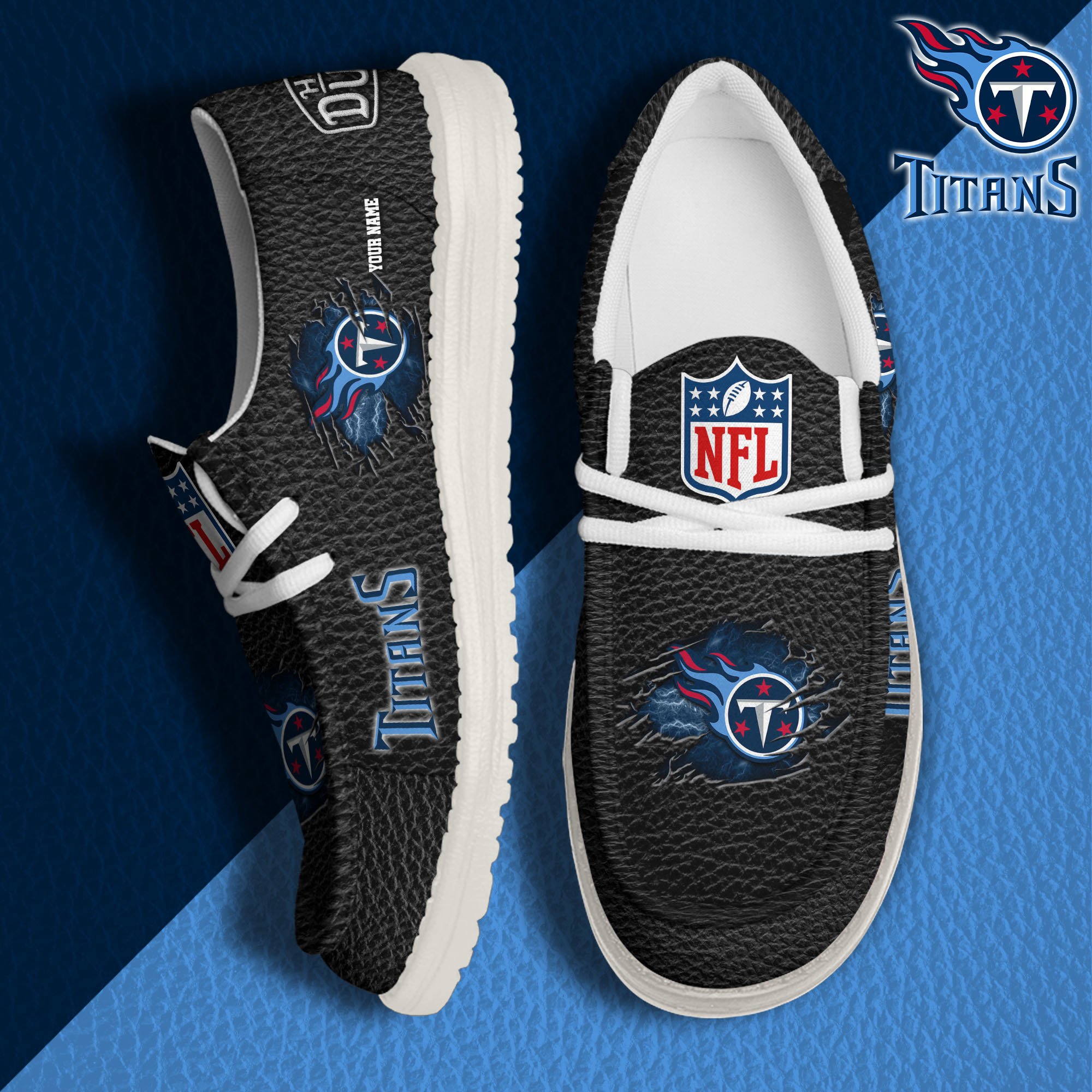 Tennessee Titans Hey Dude Canvas Loafer Shoes 2024 Version Custom Your Name, Sport Shoes For Lovers, Sport Team Shoes ETRG-61671