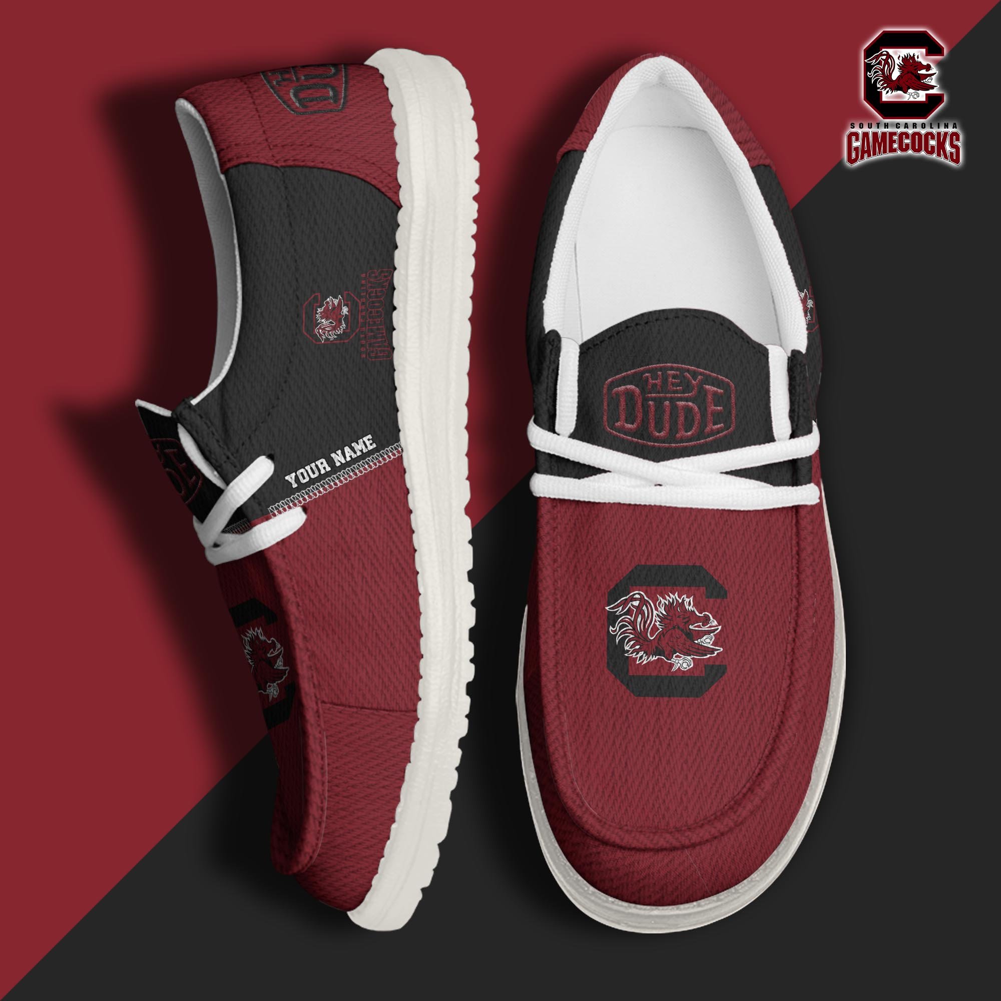 South Carolina Gamecocks Hey Dude Canvas Loafer Shoes Custom Your Name, Football Shoes For Fans, Sport Gifts ETRG-61840