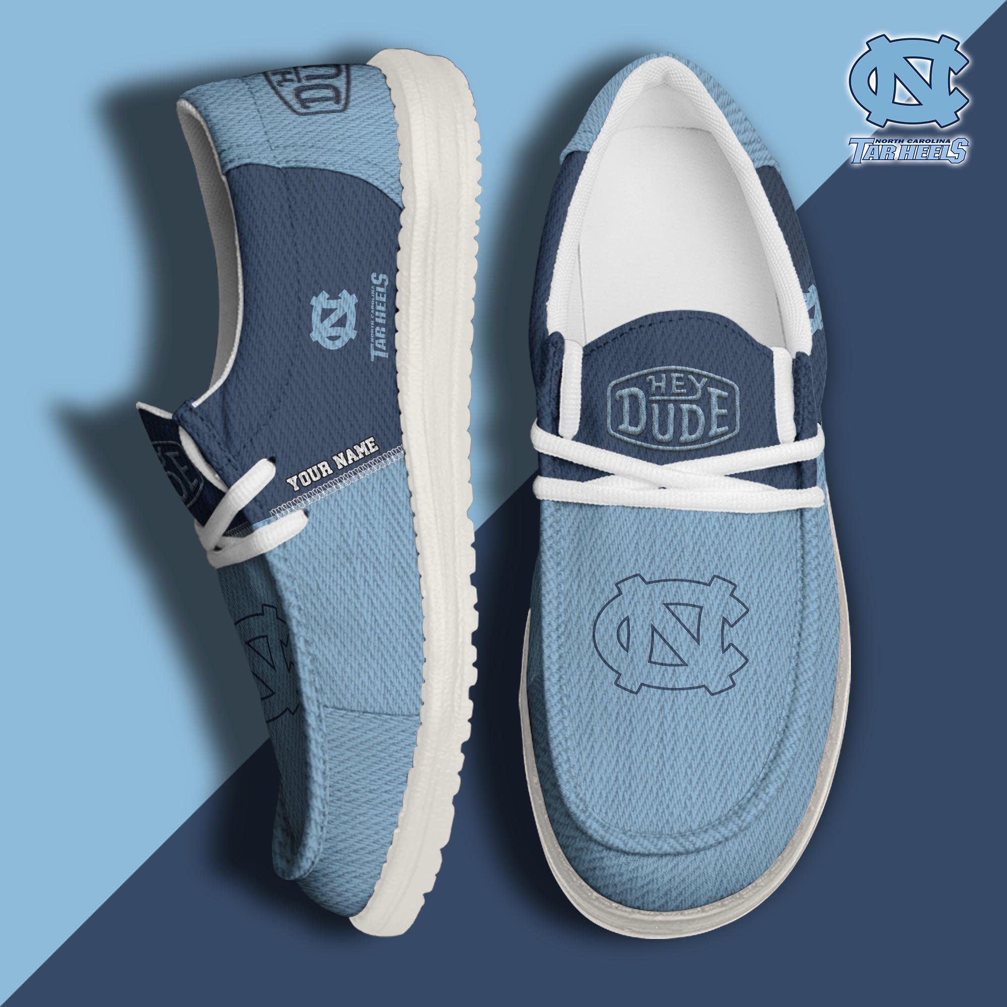 North Carolina Tar Heels Hey Dude Canvas Loafer Shoes 2024 Version Custom Your Name, Football Shoes For Fans, Sport Gifts ETRG-61840