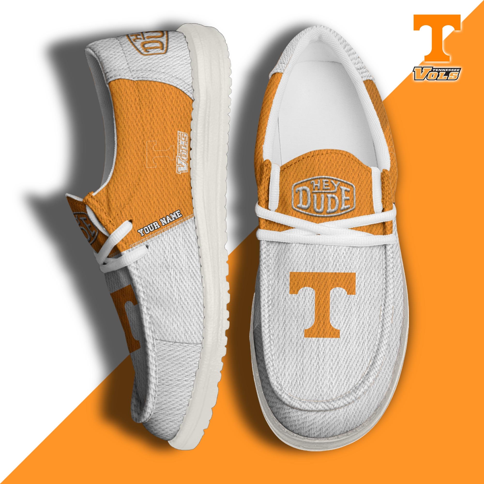 Tennessee Volunteers Hey Dude Canvas Loafer Shoes Custom Your Name, Football Shoes For Fans, Sport Gifts ETRG-61840