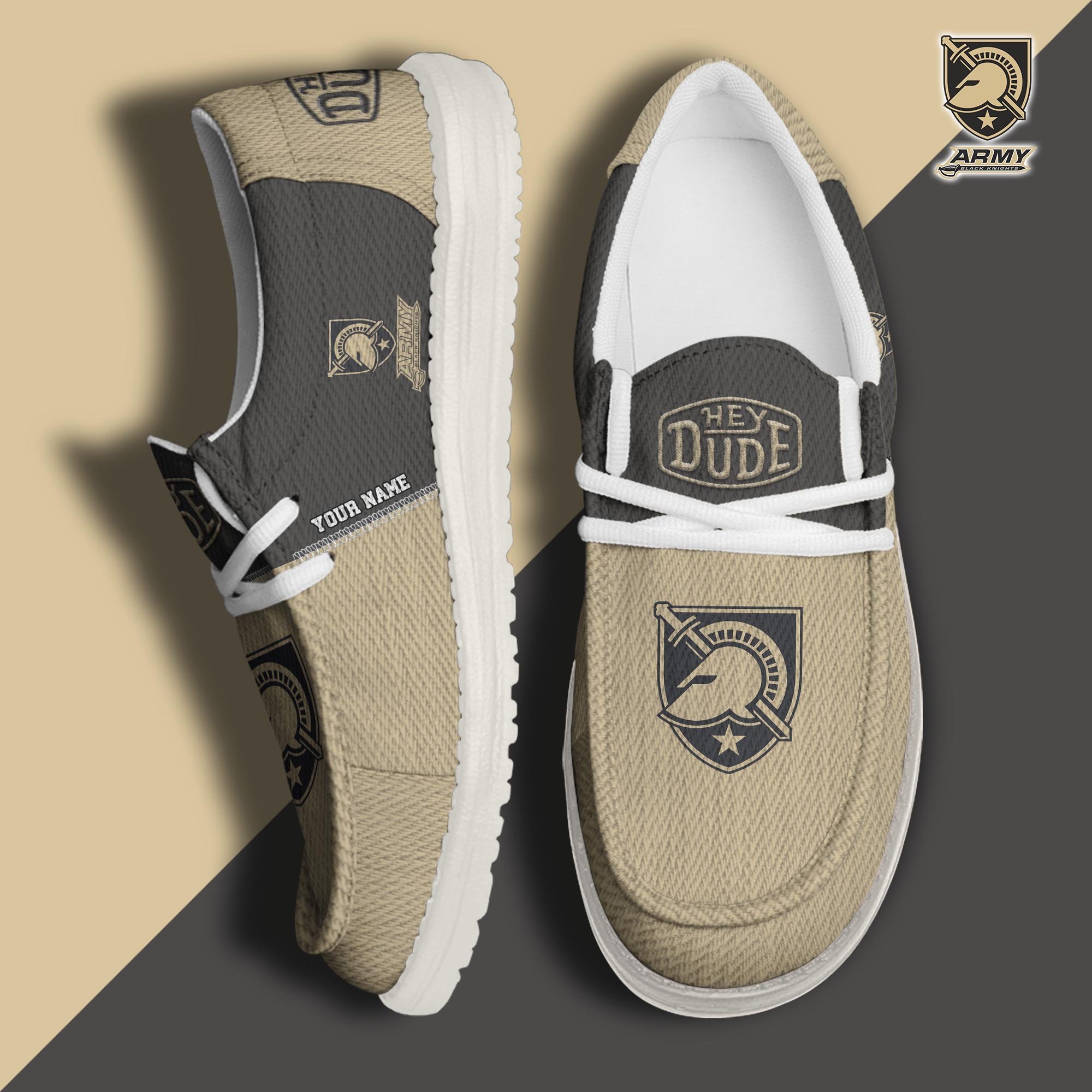 Army Black Knights Hey Dude Canvas Loafer Shoes 2024 Version Custom Your Name, Football Shoes For Fans, Sport Gifts ETRG-61840