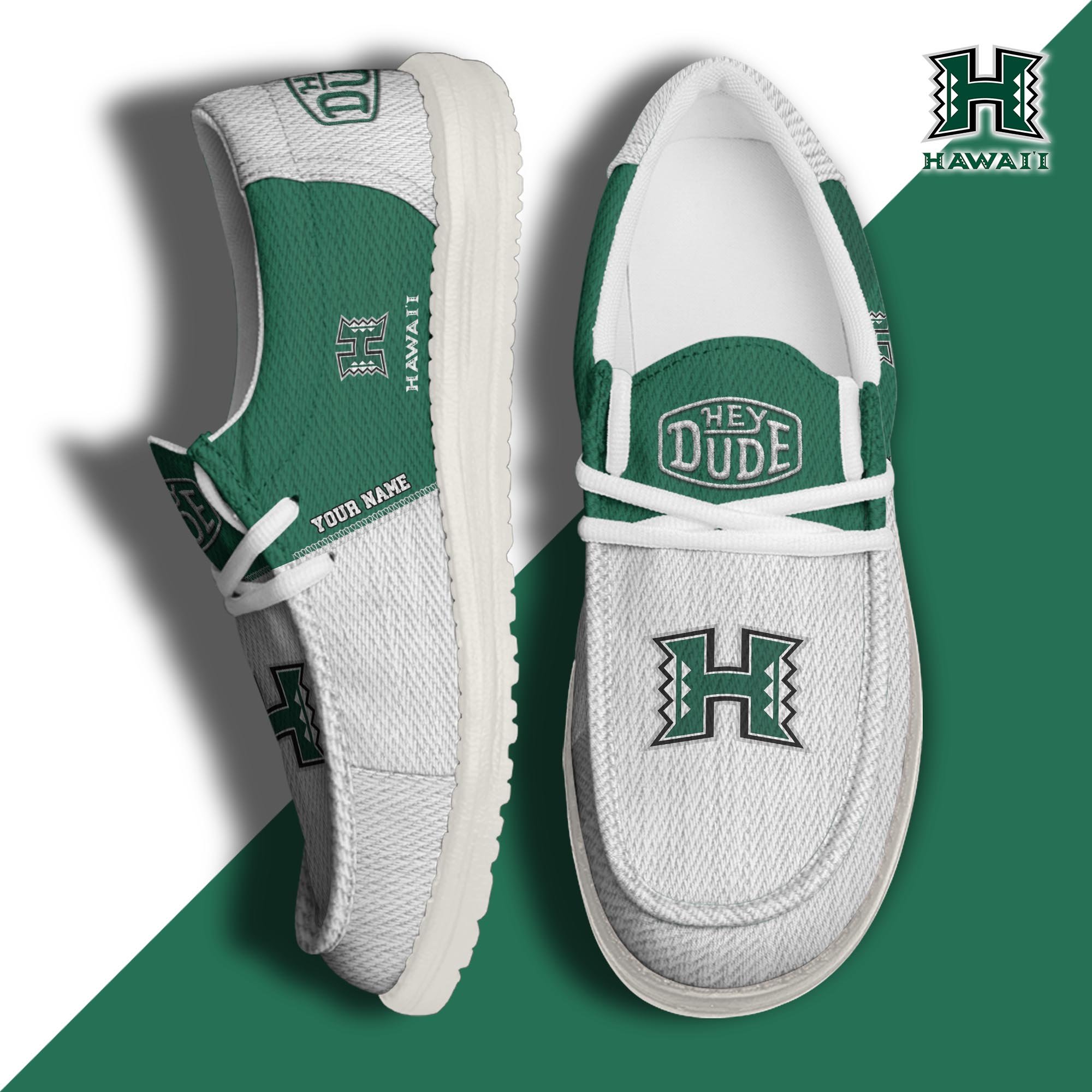 Hawaii Rainbow Warriors Hey Dude Canvas Loafer Shoes 2024 Version Custom Your Name, Football Shoes For Fans, Sport Gifts ETRG-61840