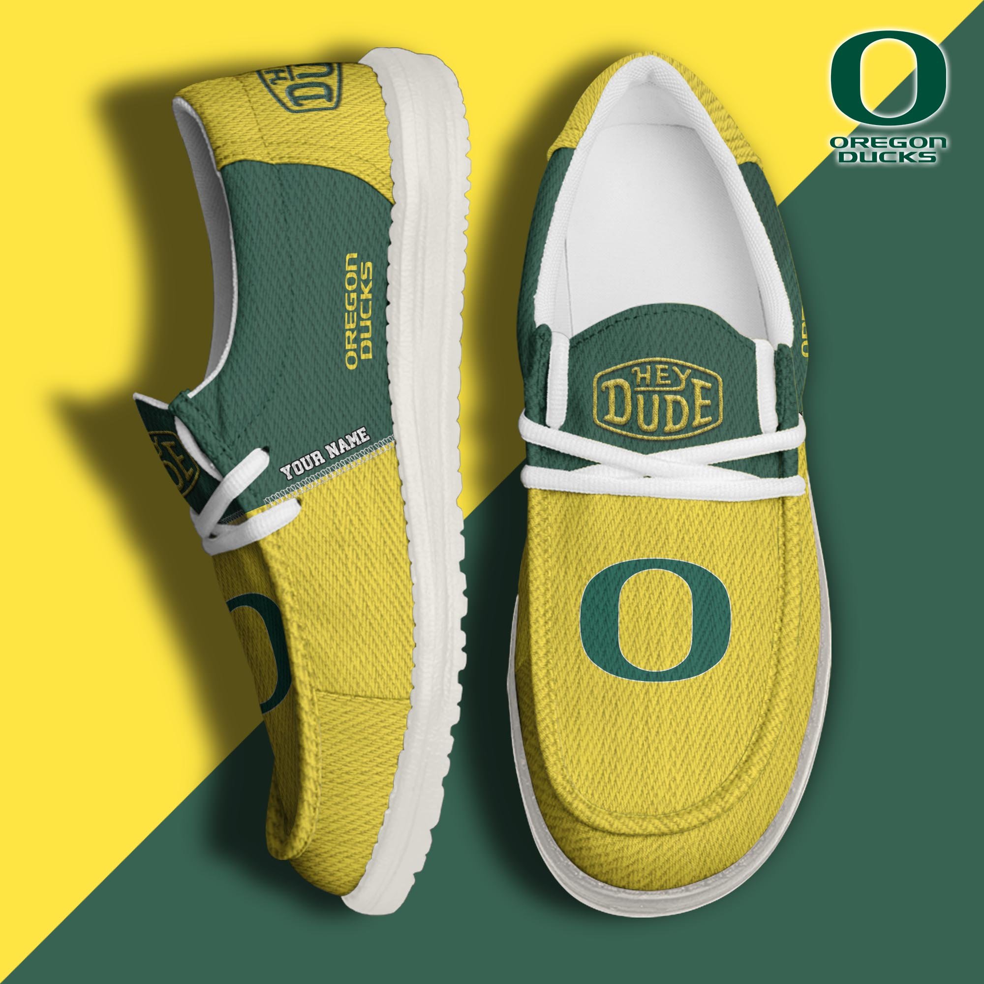 Oregon Ducks Hey Dude Canvas Loafer Shoes Custom Your Name, Sport Team Shoes, Sport Shoes For Lovers ETRG-61841