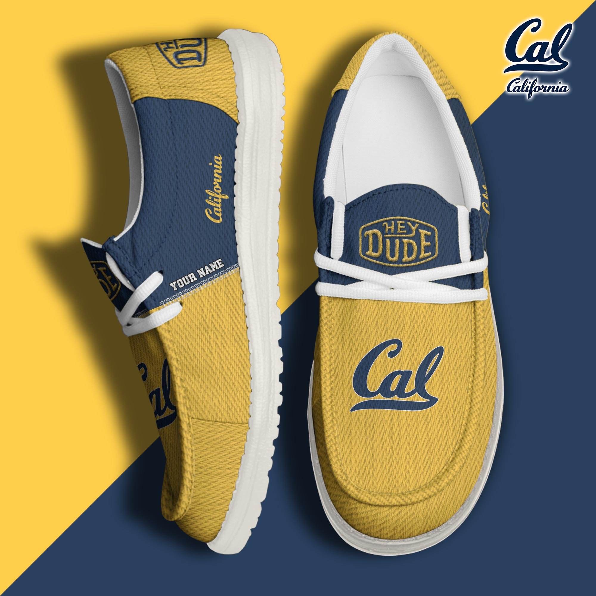 California Golden Bears Hey Dude Canvas Loafer Shoes 2024 Version Custom Your Name, Sport Team Shoes, Sport Shoes For Lovers ETRG-61841