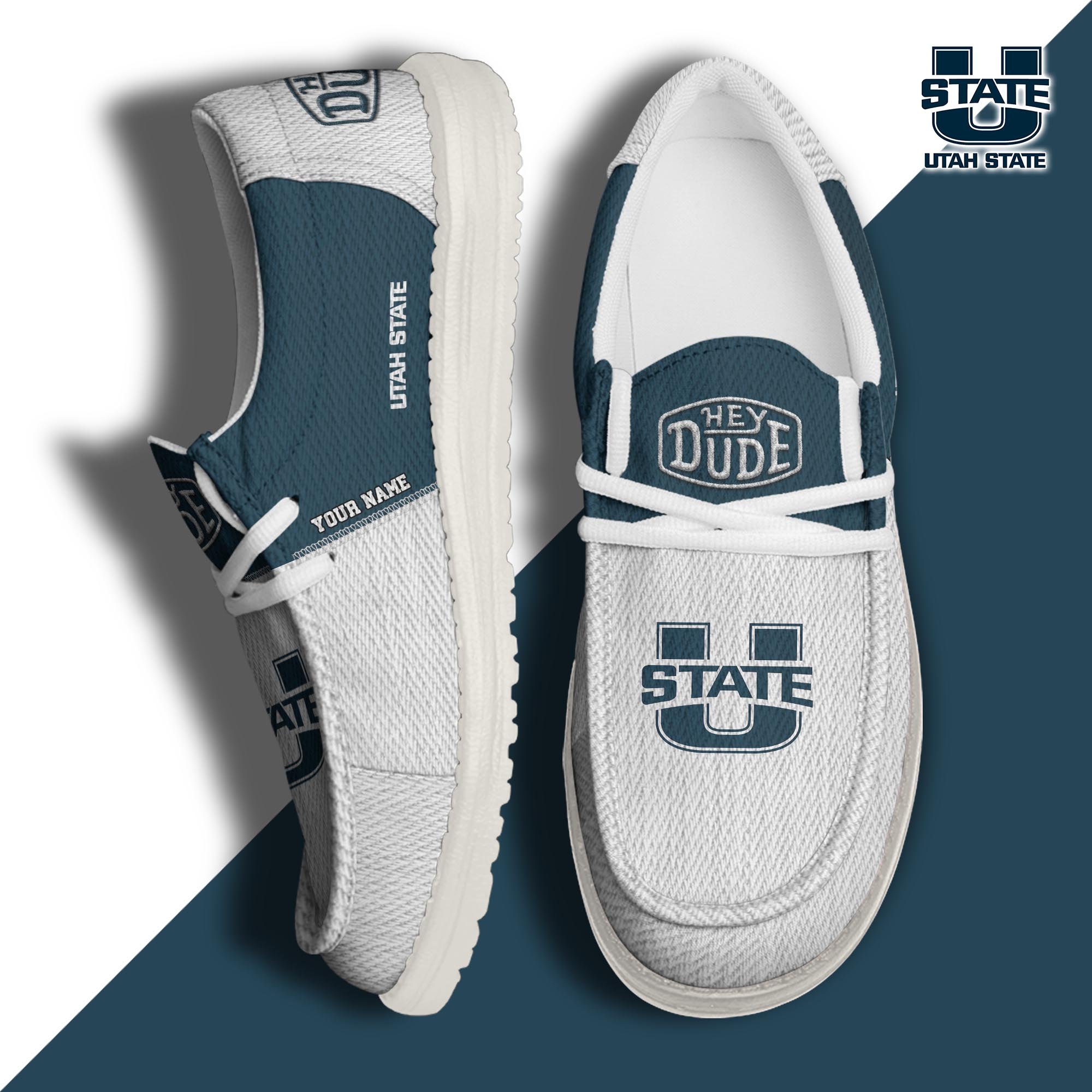 Utah State Aggies Hey Dude Canvas Loafer Shoes 2024 Version Custom Your Name, Sport Team Shoes, Sport Shoes For Lovers ETRG-61841