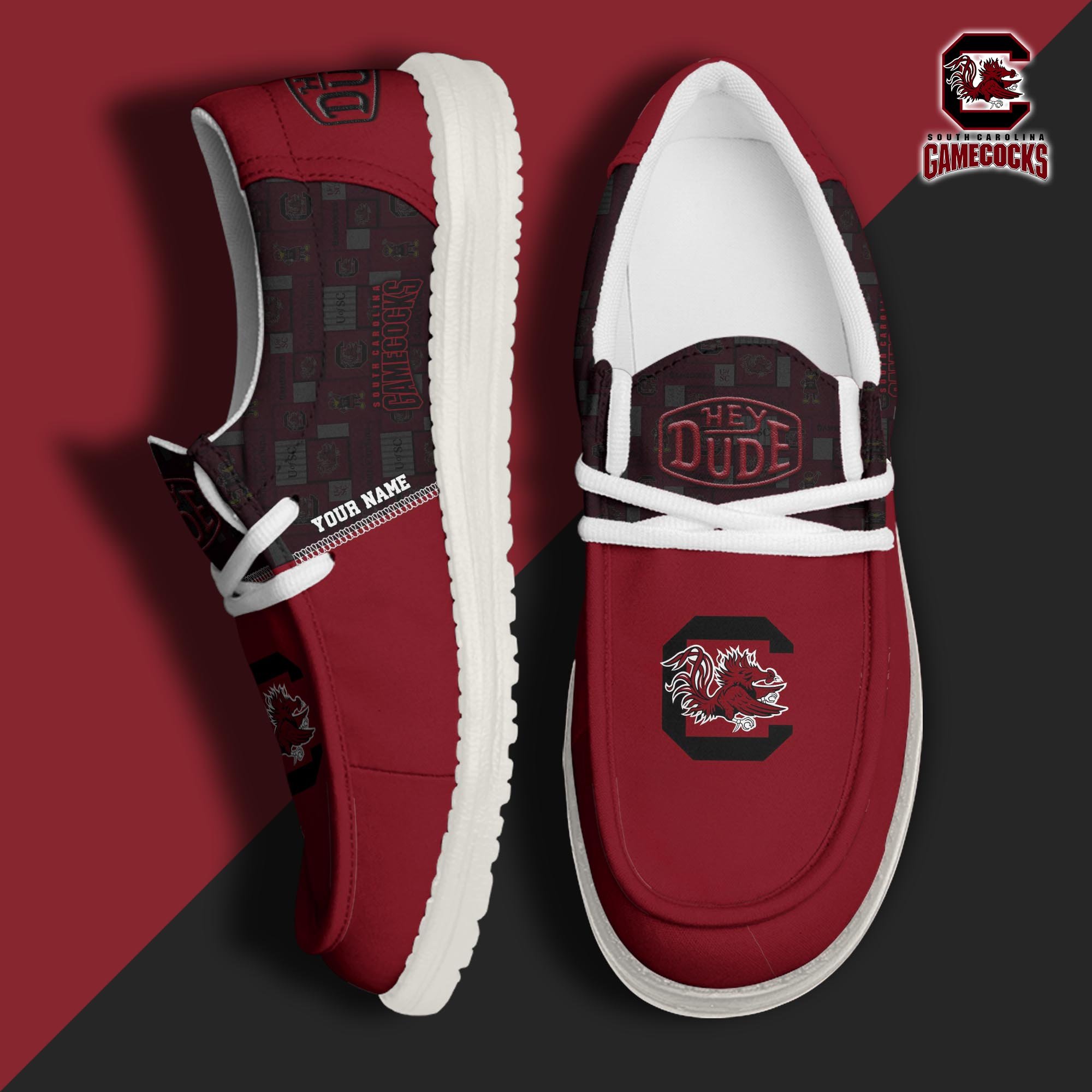 South Carolina Gamecocks Hey Dude Canvas Loafer Shoes Custom Your Name, Sport Shoes For Fans, Sport Gifts ETRG-61845