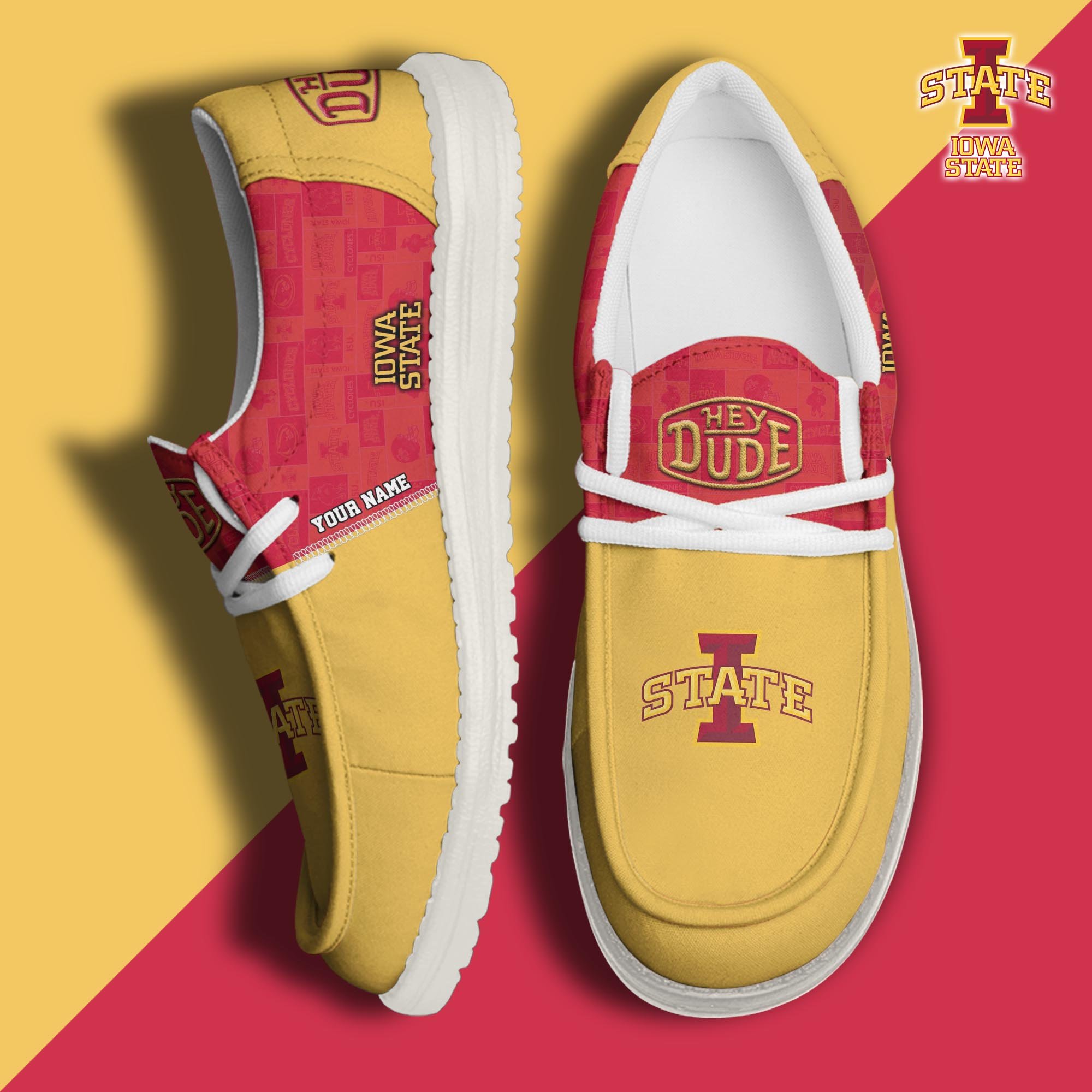 Iowa State Cyclones Hey Dude Canvas Loafer Shoes 2024 Version Custom Your Name, Sport Shoes For Fans, Sport Gifts ETRG-61845