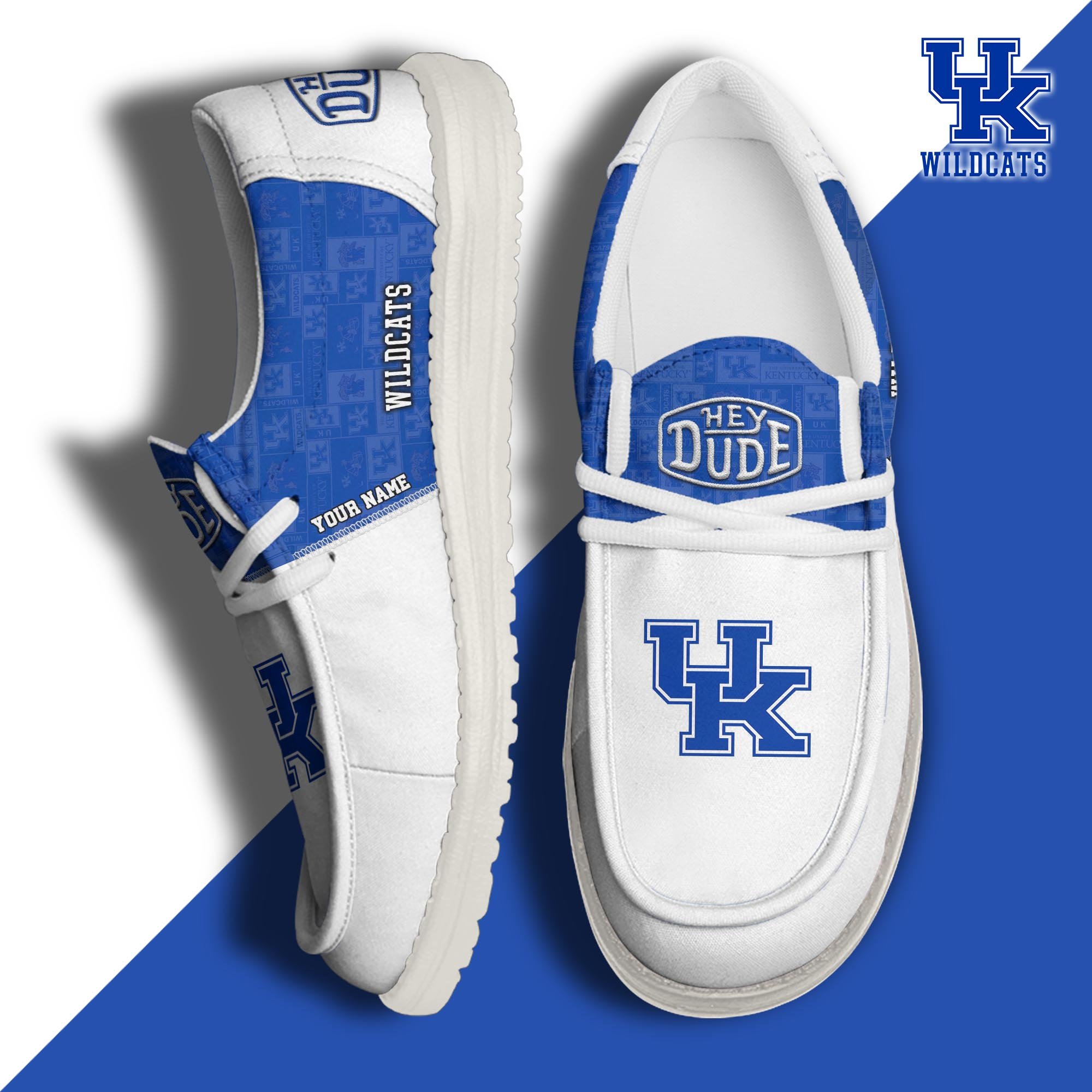 Kentucky Wildcats Hey Dude Canvas Loafer Shoes 2024 Version Custom Your Name, Sport Shoes For Fans, Sport Gifts ETRG-61845