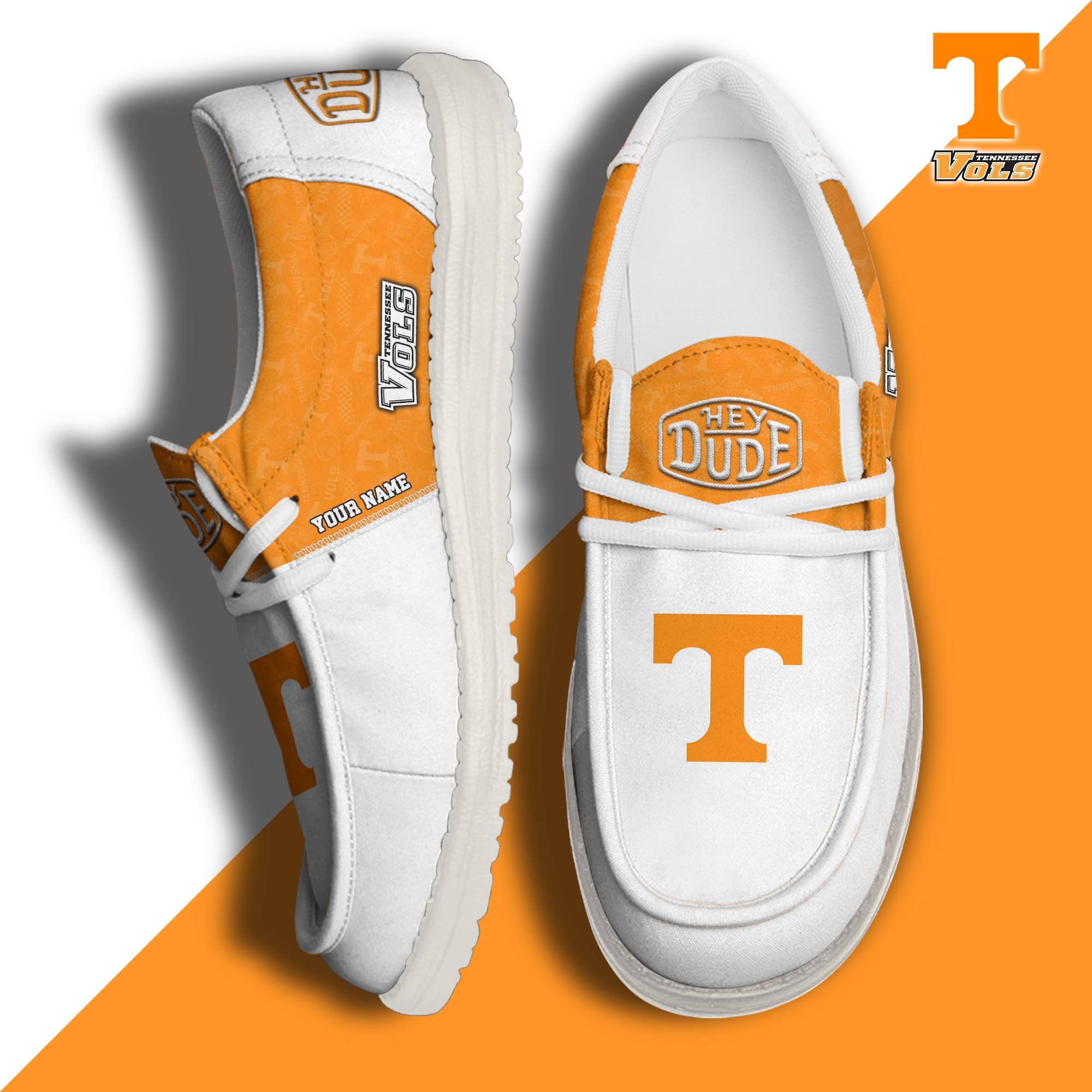 Tennessee Volunteers Hey Dude Canvas Loafer Shoes Custom Your Name, Sport Shoes For Fans, Sport Gifts ETRG-61845