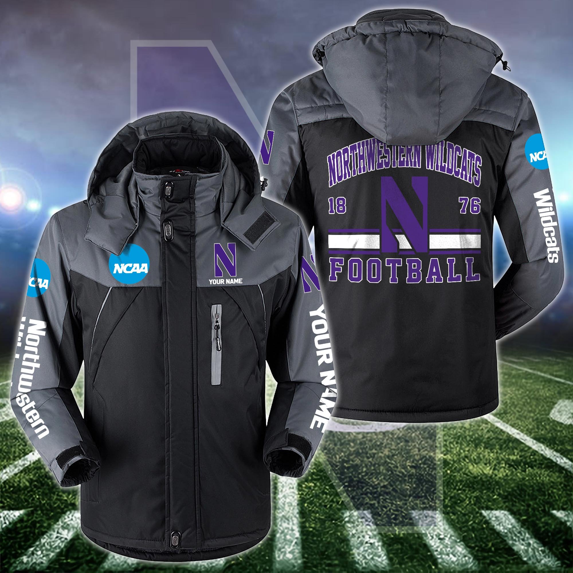 Northwestern Wildcats Windbraker Jacket Custom Your Name, Sport Jacket, FootBall Fan Gifts EHIVM-53361