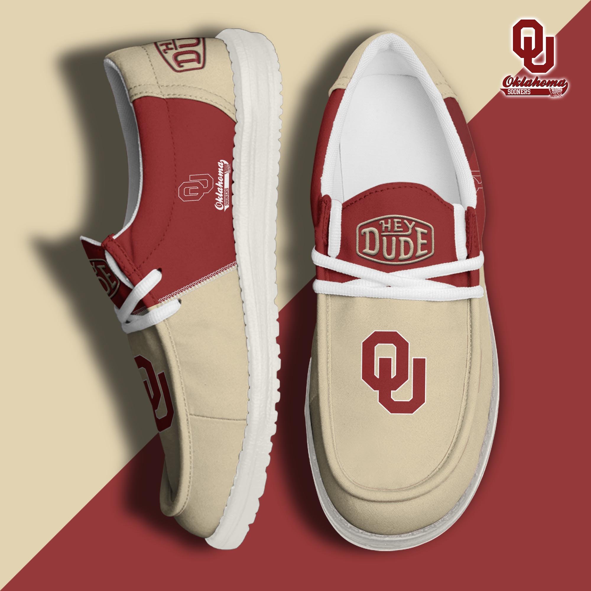 Oklahoma Sooners Custom Football Hey Dude Canvas Loafer Shoes, Sport Shoes For Fan, Fan Gifts ETRG-60916