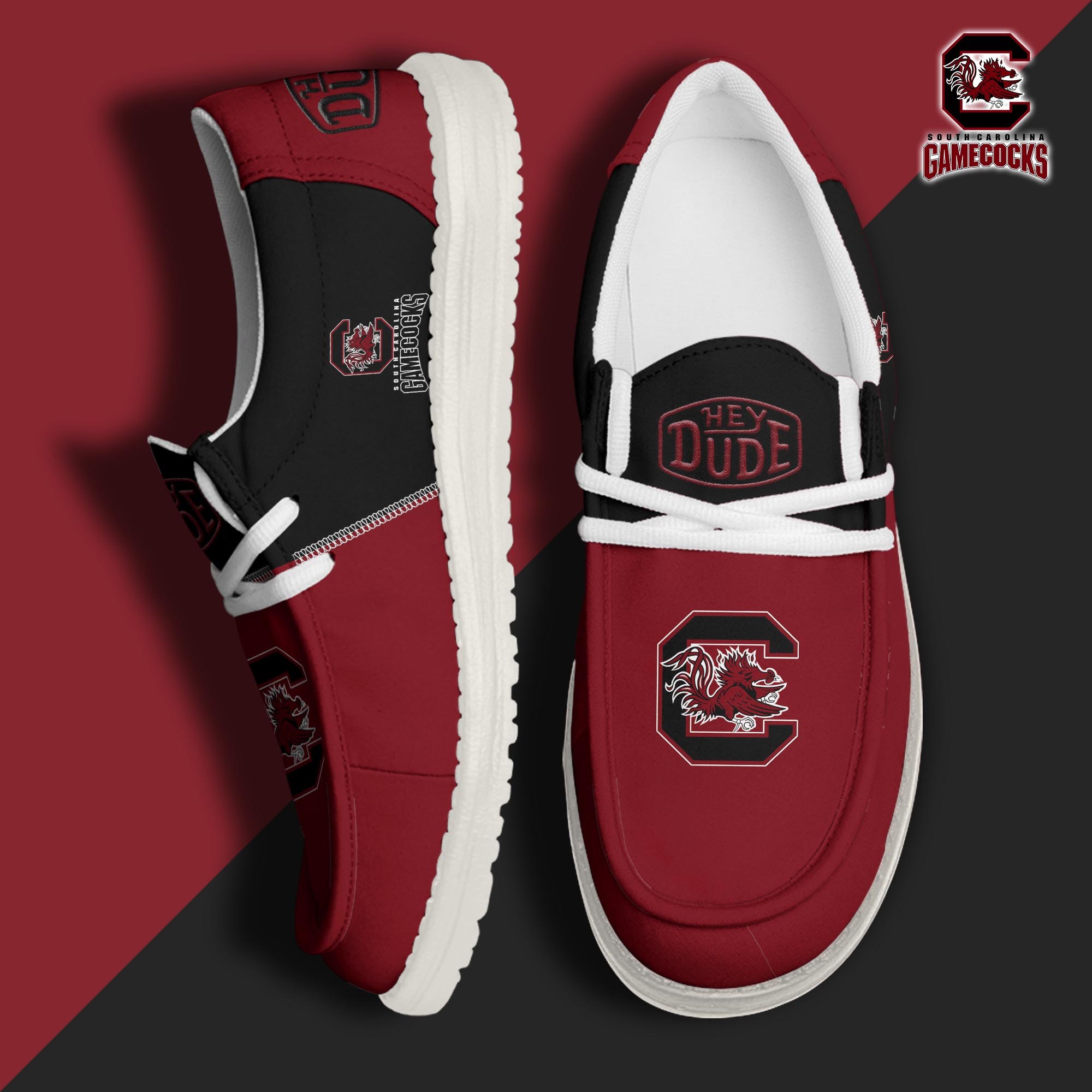 South Carolina Gamecocks Custom Football Hey Dude Canvas Loafer Shoes, Sport Shoes For Fan, Fan Gifts ETRG-60916