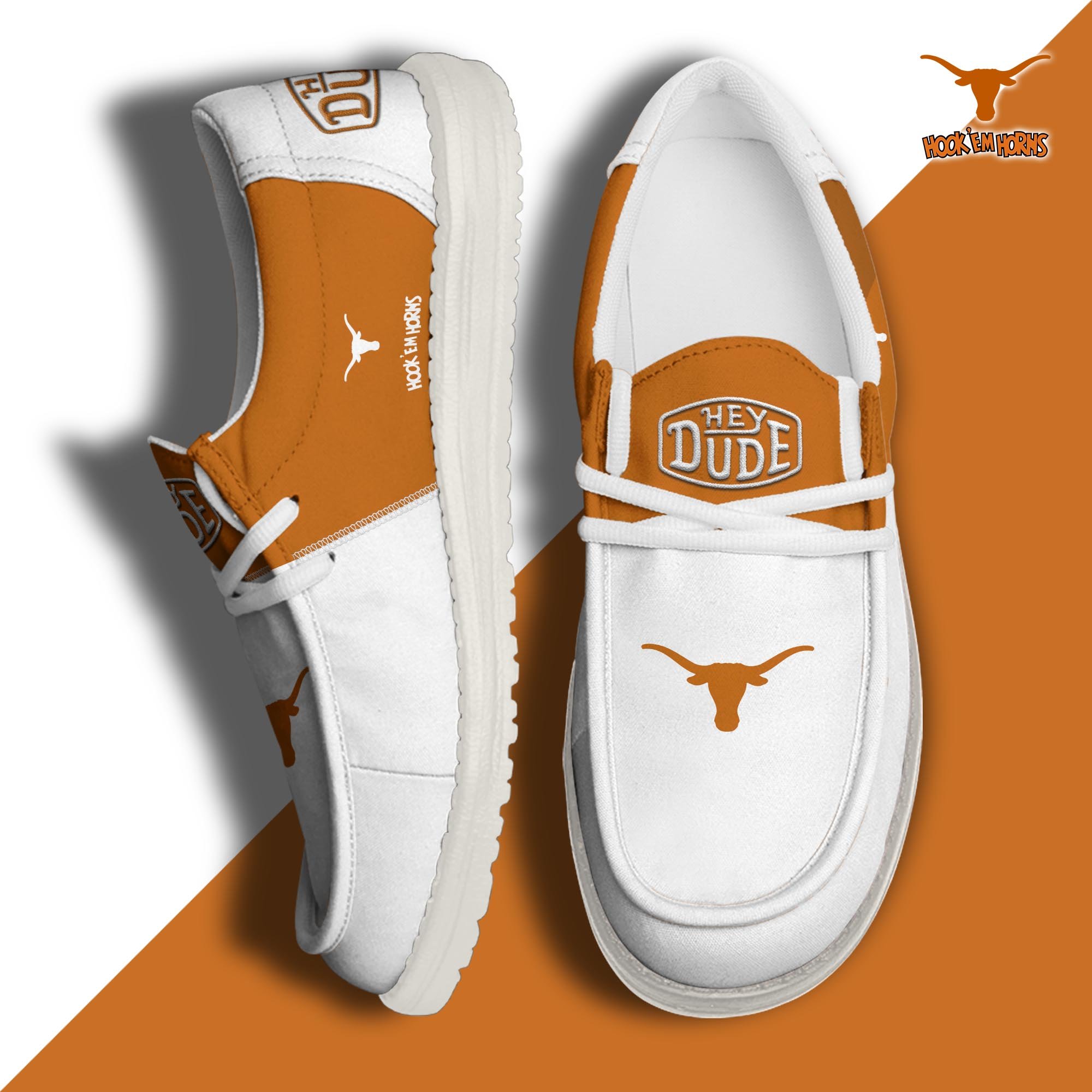 Texas Longhorns Custom Football Hey Dude Canvas Loafer Shoes, Sport Shoes For Fan, Fan Gifts ETRG-60916