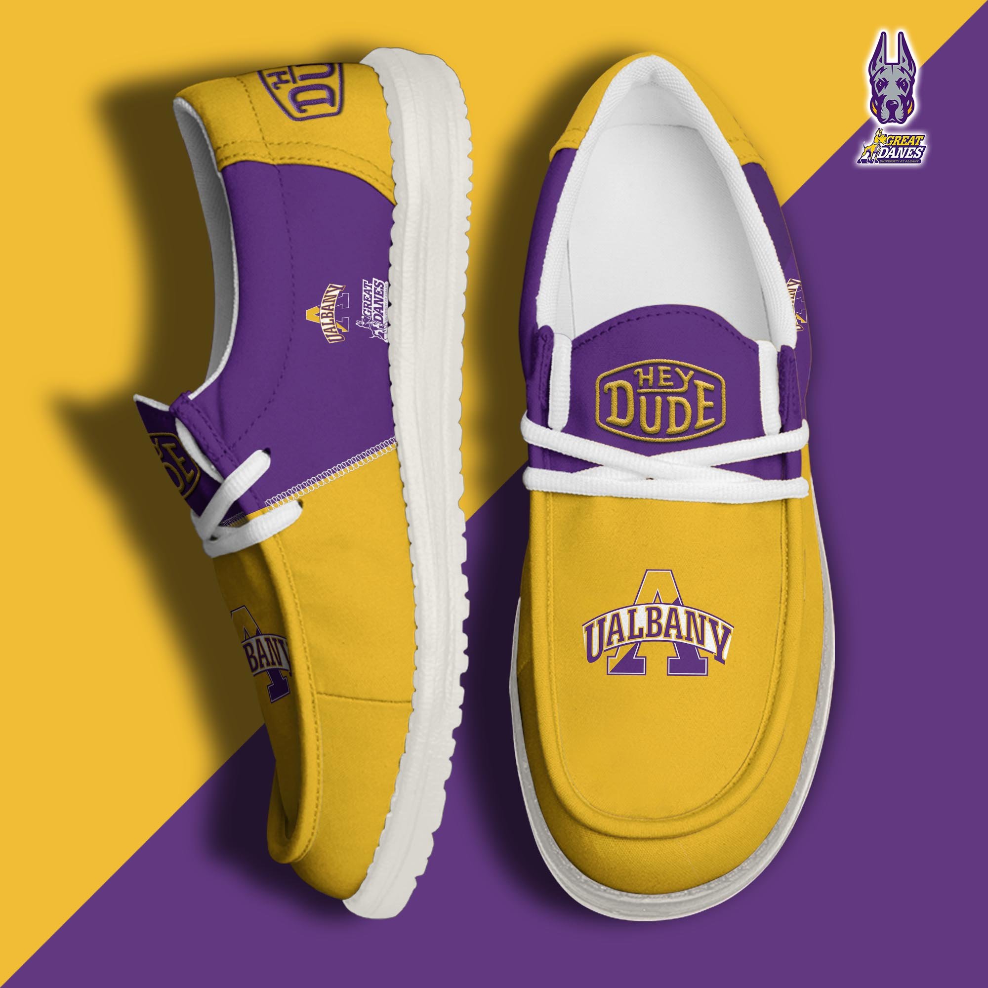 Albany Great Danes Football Hey Dude Canvas Loafer Shoes 2024 Version Custom Your Name, Sport Shoes For Fan, Fan Gifts ETRG-60921