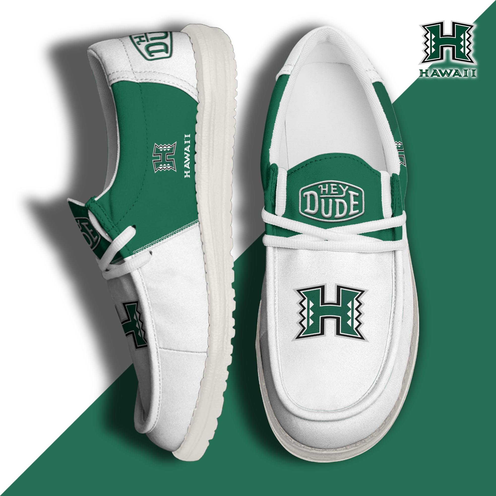 Hawaii Rainbow Warriors Football Hey Dude Canvas Loafer Shoes 2024 Version Custom Your Name, Sport Shoes For Fan, Fan Gifts ETRG-60921