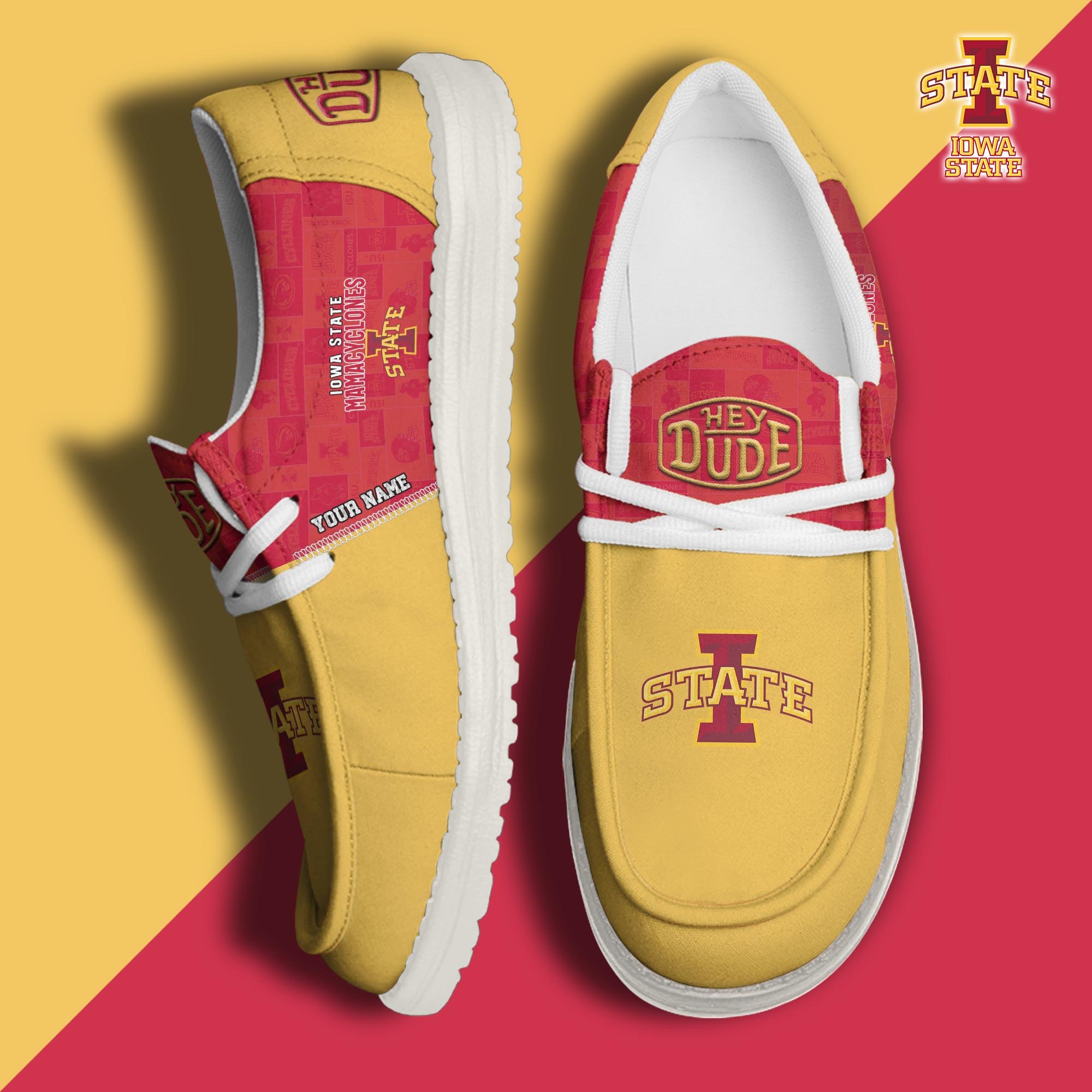 Iowa State Cyclones Hey Dude Canvas Loafer Shoes 2024 Version Custom Your Name, Football Team Shoes, Sport Gifts For Lovers ETRG-61844