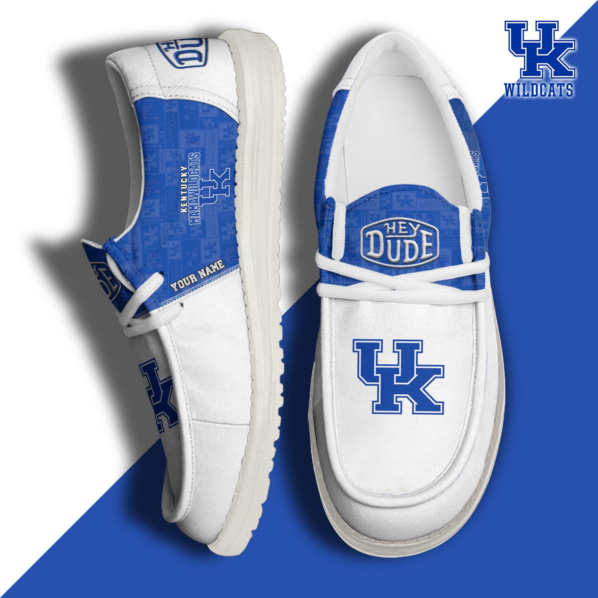 Kentucky Wildcats Hey Dude Canvas Loafer Shoes 2024 Version Custom Your Name, Football Team Shoes, Sport Gifts For Lovers ETRG-61844