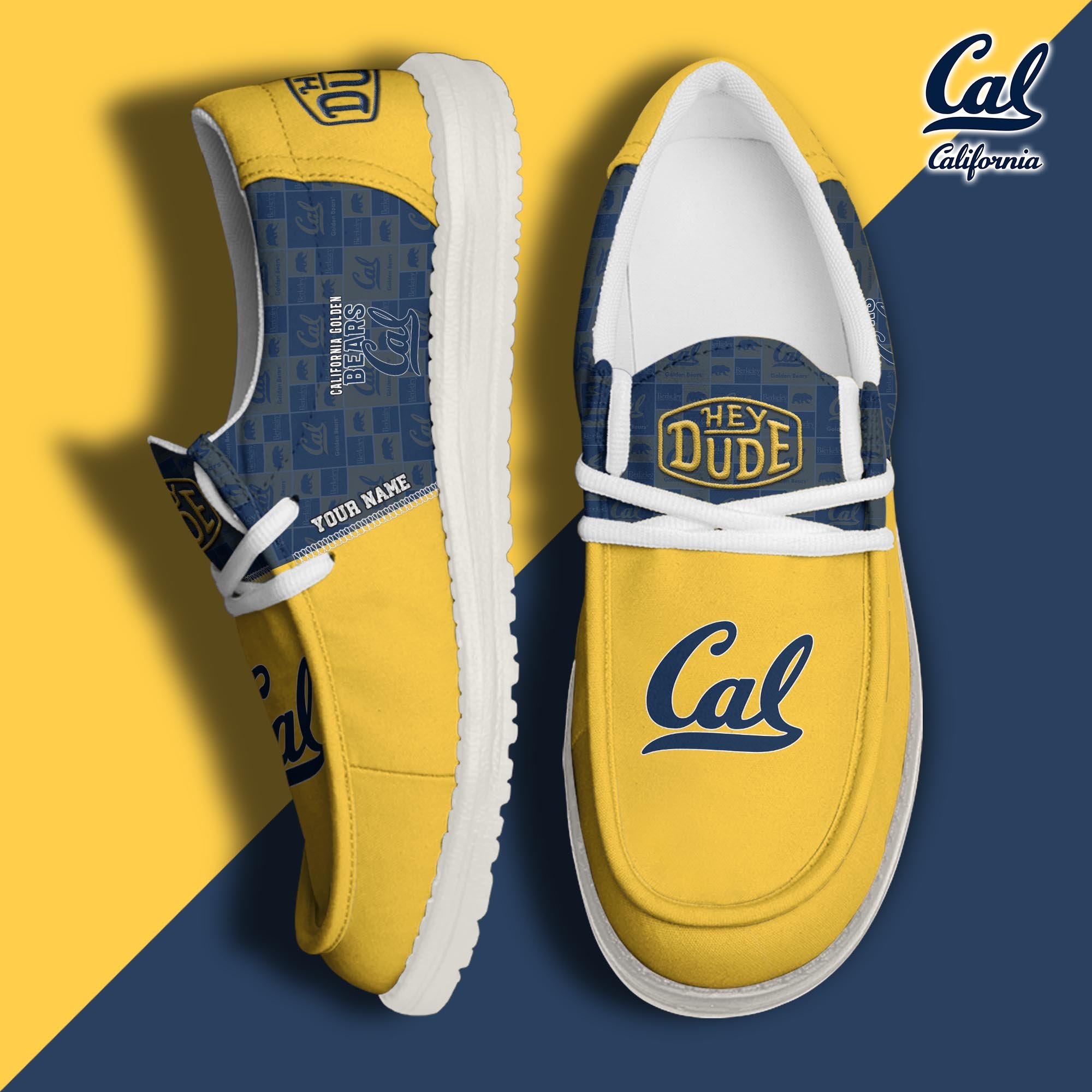 California Golden Bears Hey Dude Canvas Loafer Shoes 2024 Version Custom Your Name, Football Team Shoes, Sport Gifts For Lovers ETRG-61844