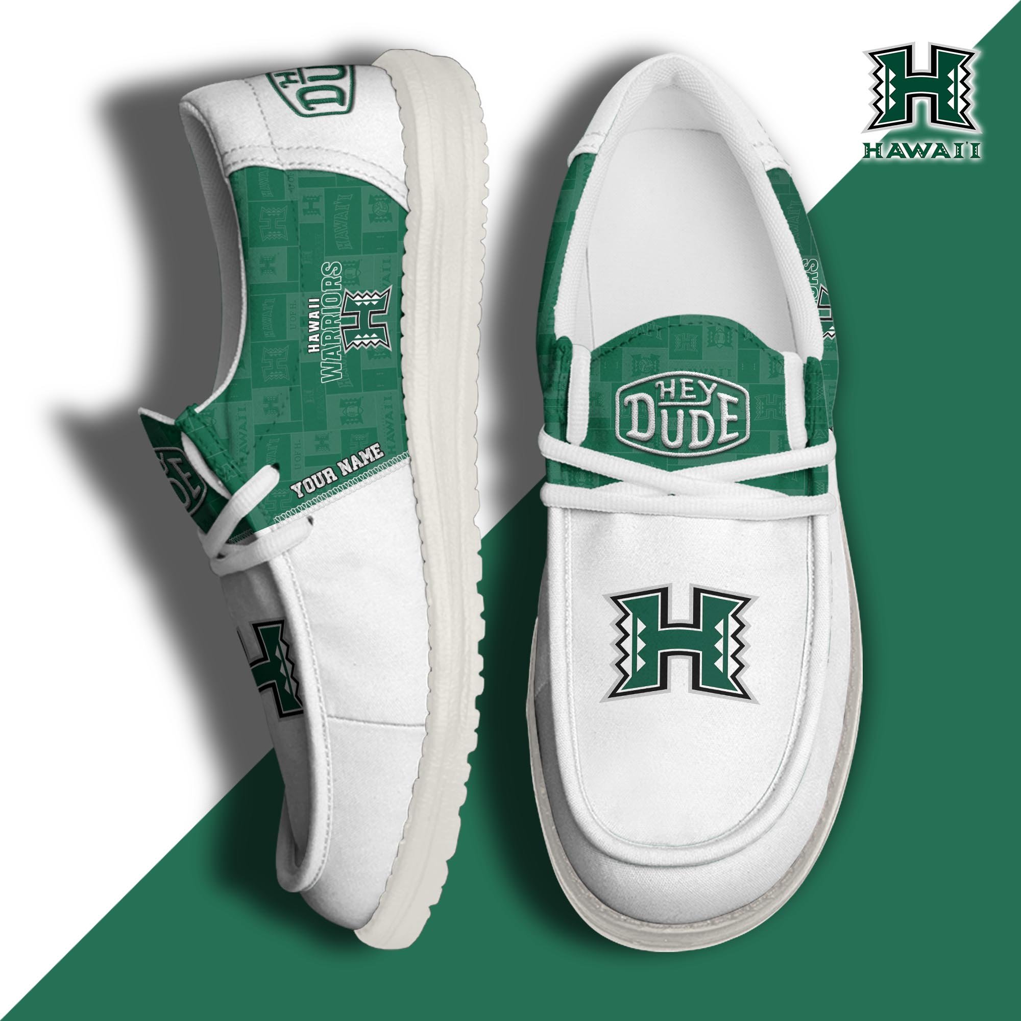 Hawaii Rainbow Warriors Hey Dude Canvas Loafer Shoes 2024 Version Custom Your Name, Football Team Shoes, Sport Gifts For Lovers ETRG-61844