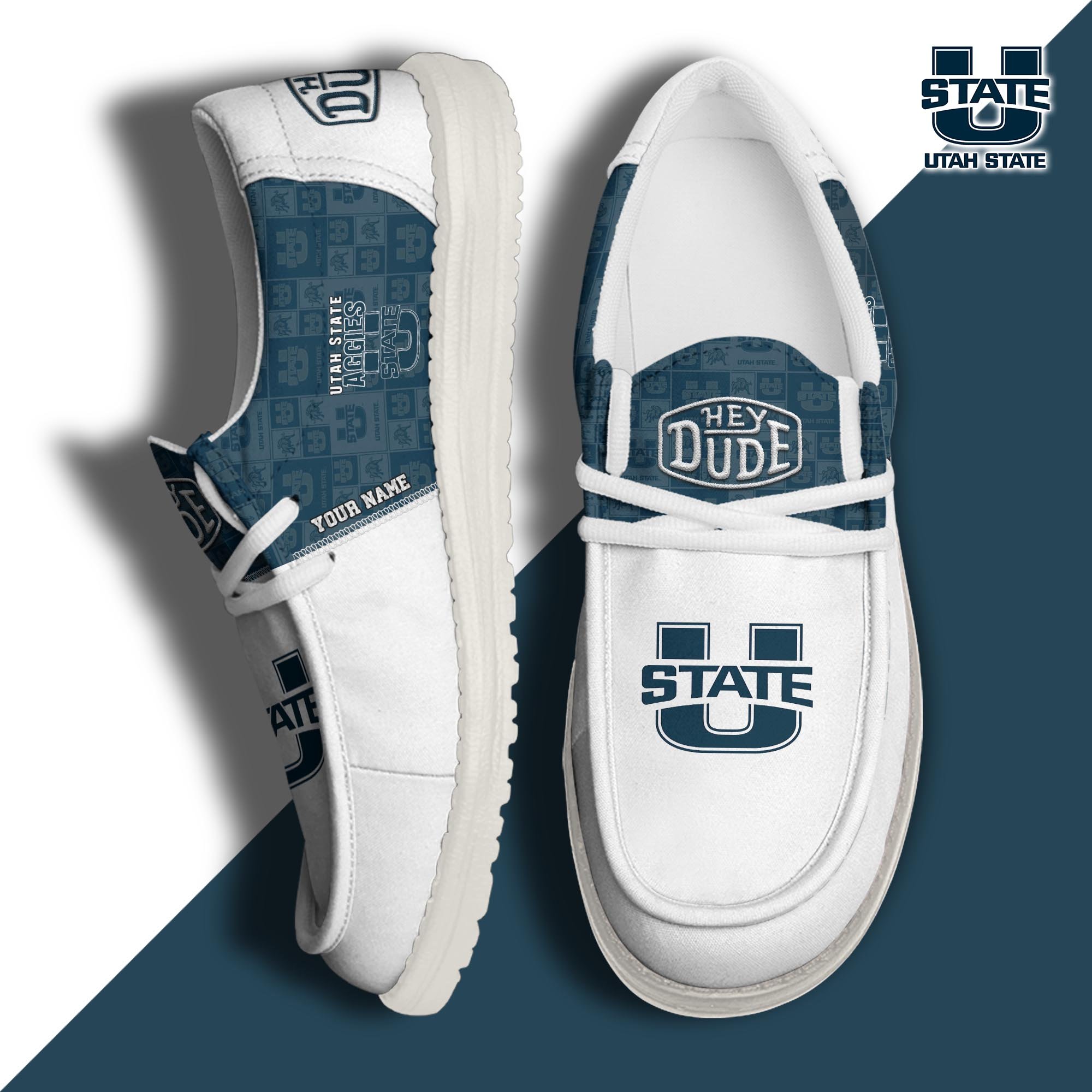 Utah State Aggies Hey Dude Canvas Loafer Shoes 2024 Version Custom Your Name, Football Team Shoes, Sport Gifts For Lovers ETRG-61844