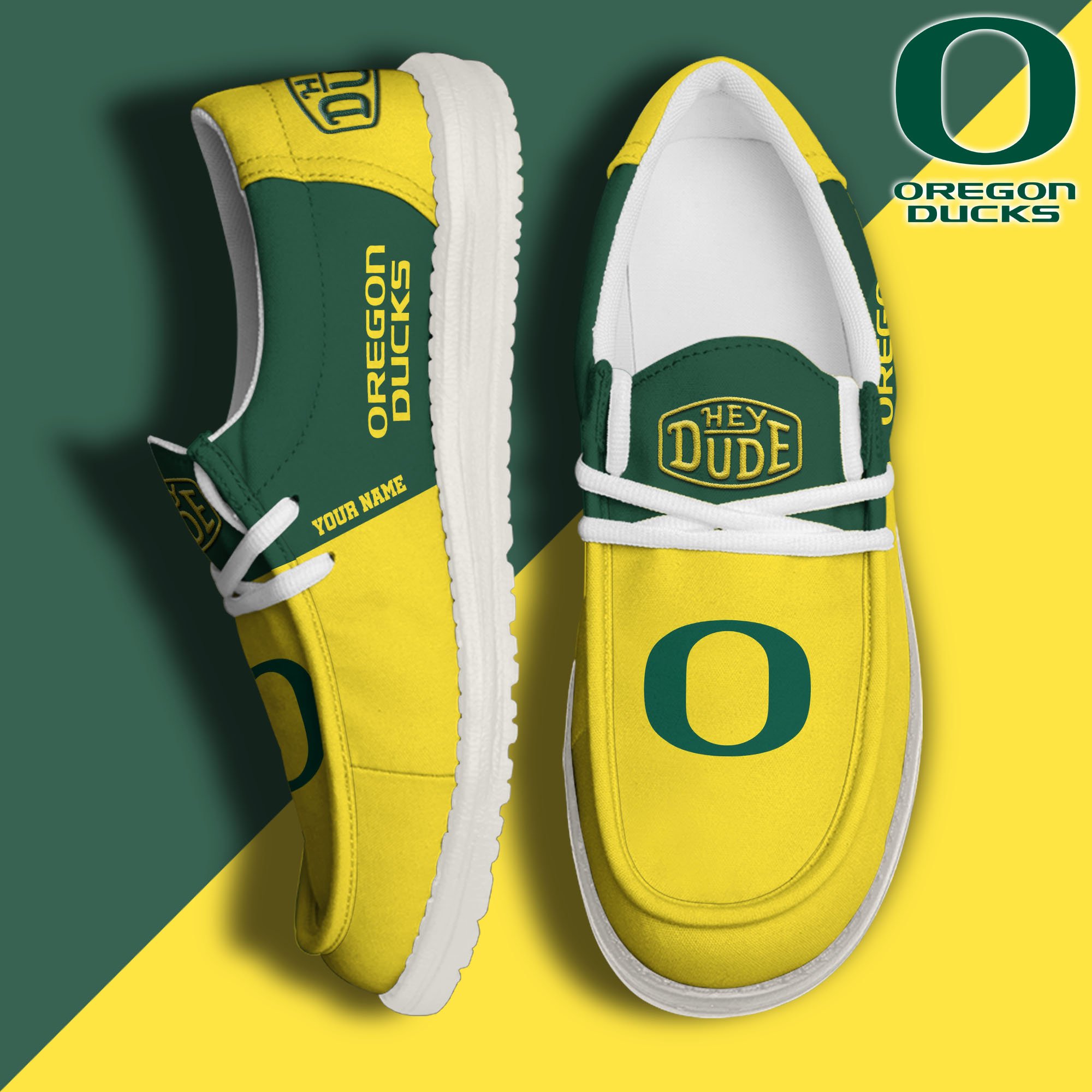 Oregon Ducks Sport Hey Dude Canvas Loafer Shoes Custom Your Name, Sport Team Shoes, Sport Gifts ETRG-61849