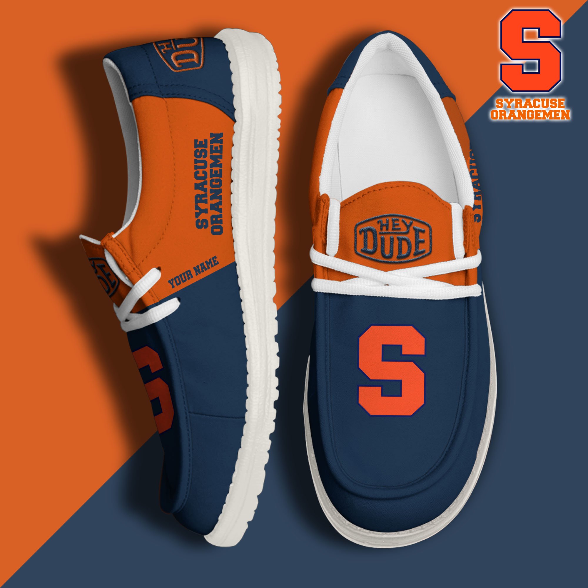 Syracuse Orange Sport Hey Dude Canvas Loafer Shoes 2024 Version Custom Your Name, Sport Team Shoes, Sport Gifts ETRG-61849