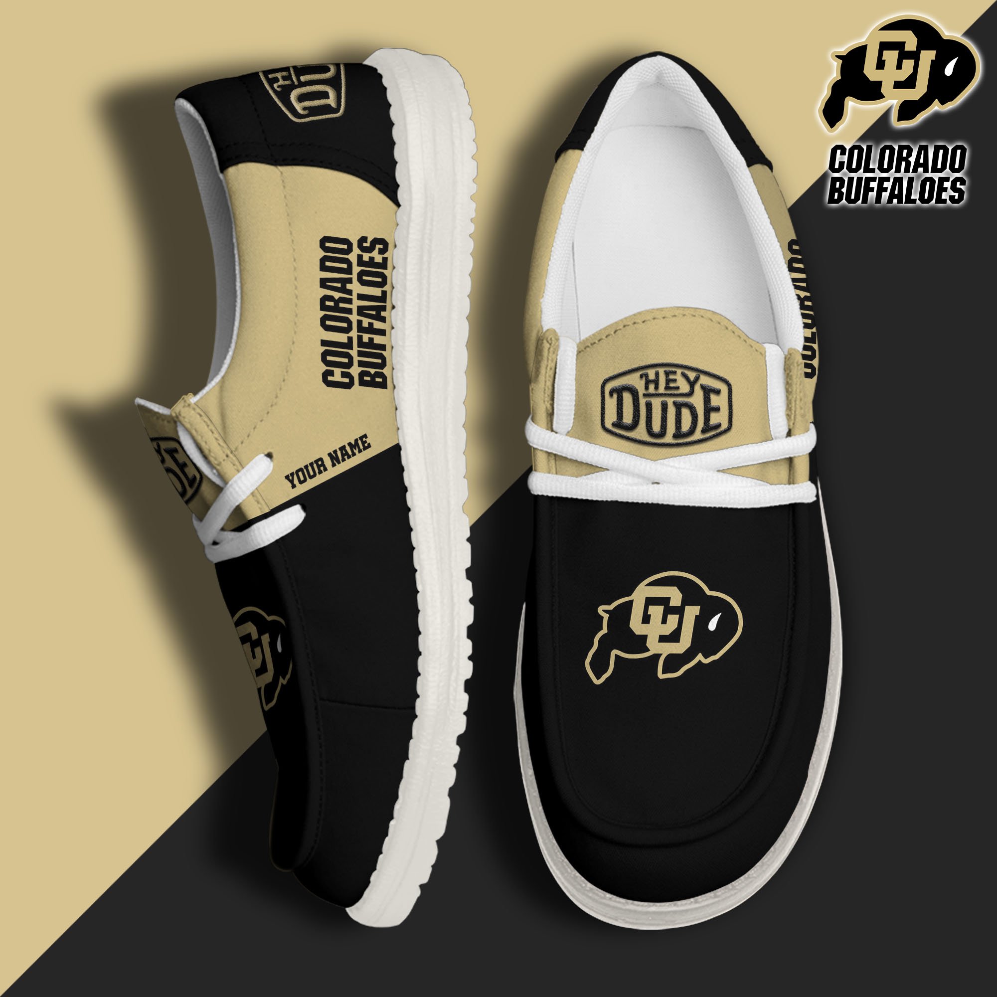 Colorado Buffaloes Sport Hey Dude Canvas Loafer Shoes 2024 Version Custom Your Name, Sport Team Shoes, Sport Gifts ETRG-61849