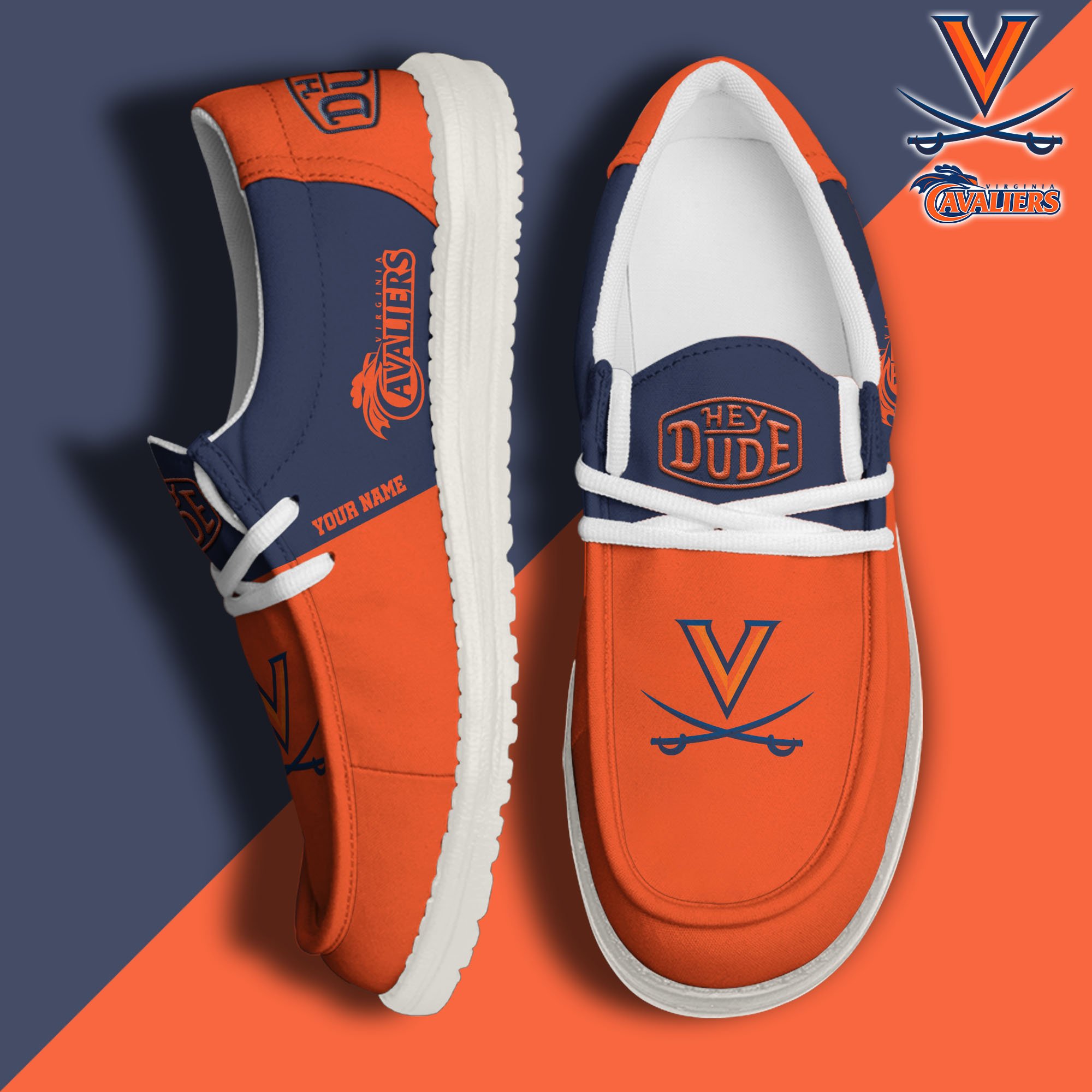 Virginia Cavaliers Sport Hey Dude Canvas Loafer Shoes 2024 Version Custom Your Name, Sport Team Shoes, Sport Gifts ETRG-61849