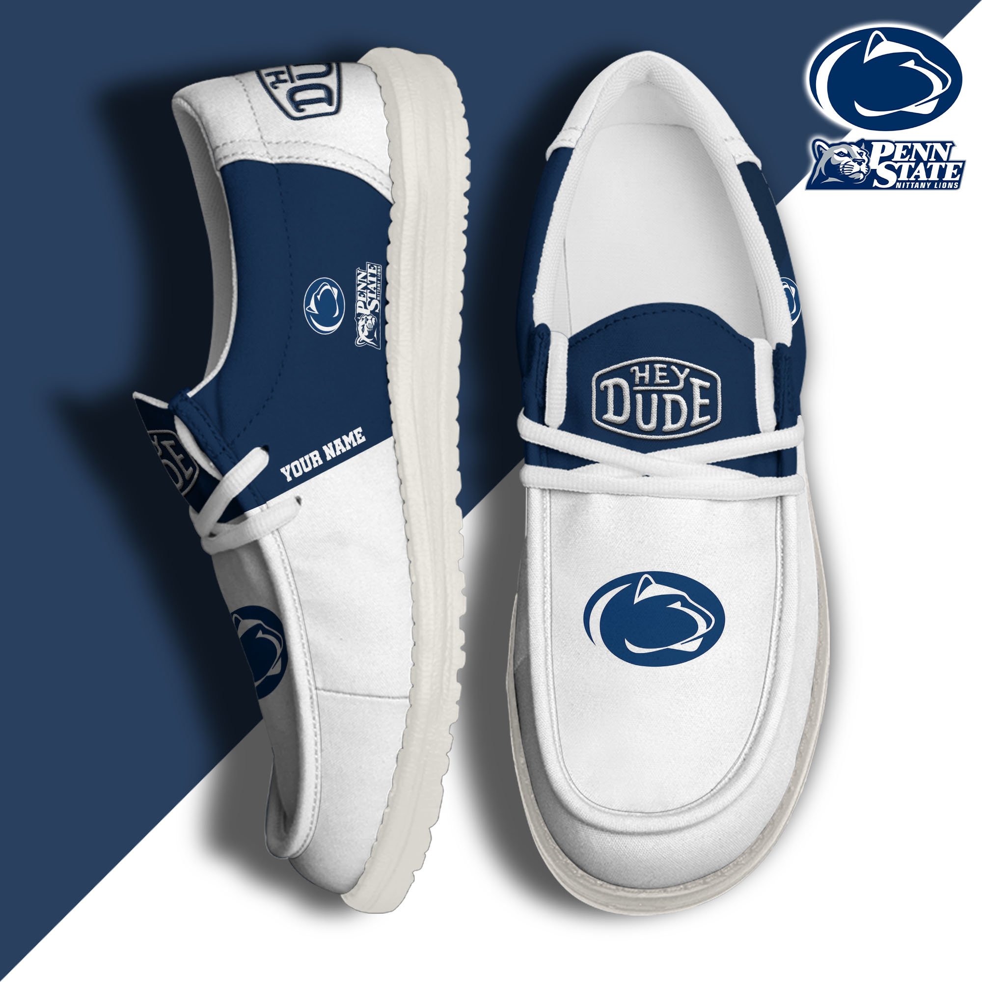 Penn State Nittany Lions Hey Dude Canvas Loafer Shoes 2024 Version Custom Your Name, Sport Shoes For Football Fans, Sport Gifts ETRG-61842