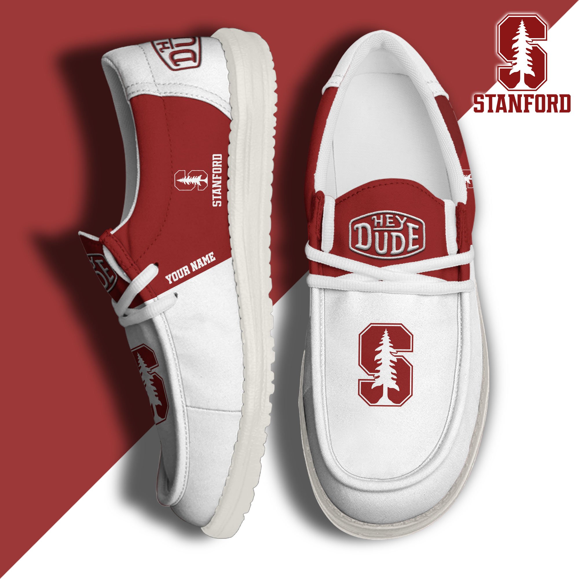 Stanford Cardinal Hey Dude Canvas Loafer Shoes 2024 Version Custom Your Name, Sport Shoes For Football Fans, Sport Gifts ETRG-61842