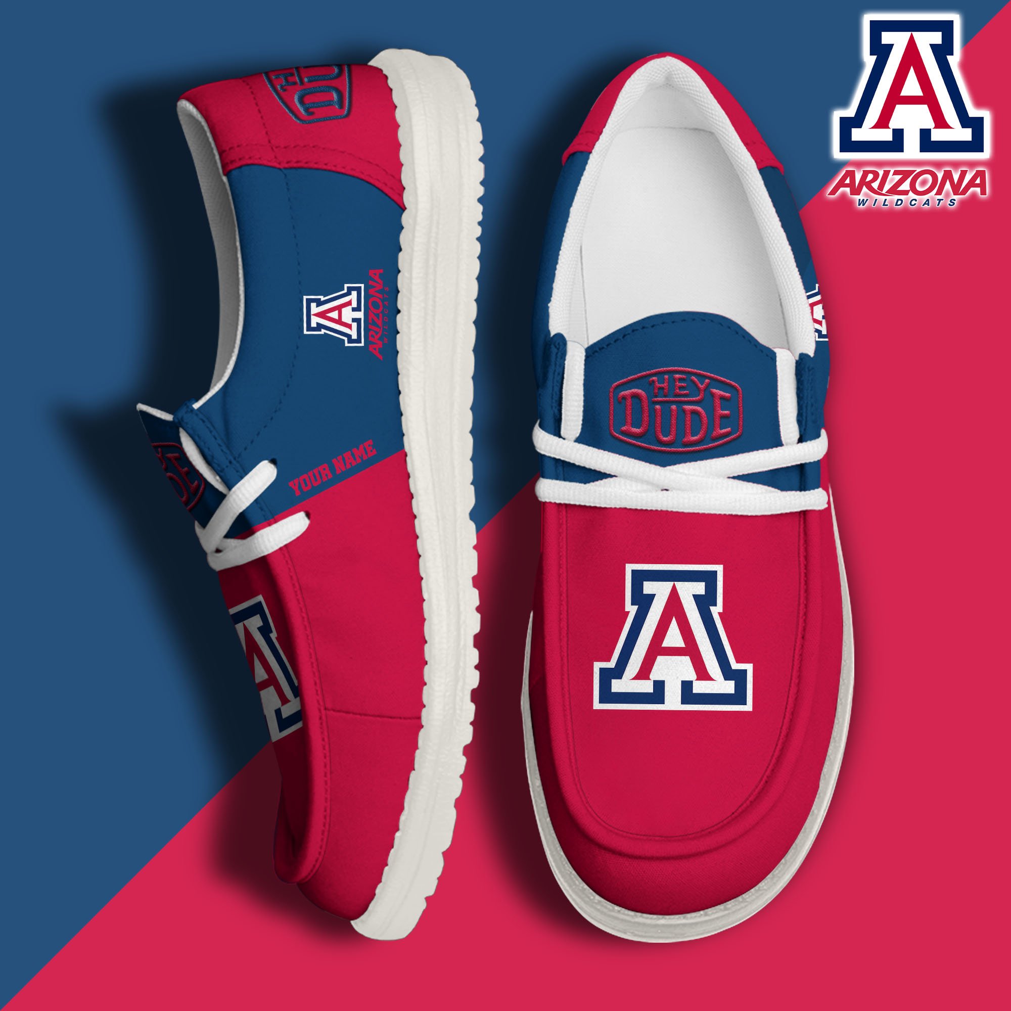 Arizona Wildcats Hey Dude Canvas Loafer Shoes 2024 Version Custom Your Name, Sport Shoes For Football Fans, Sport Gifts ETRG-61842