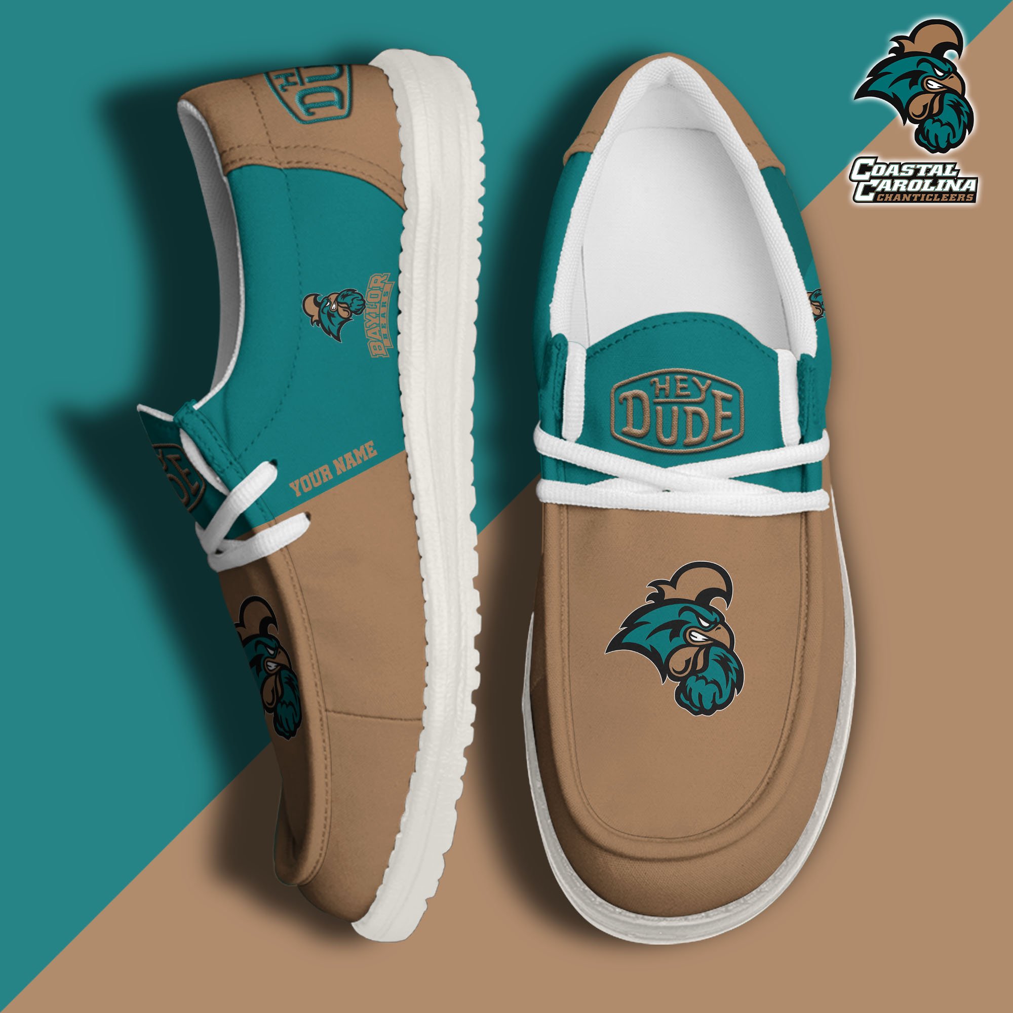 Coastal Carolina Chanticleers Hey Dude Canvas Loafer Shoes 2024 Version Custom Your Name, Sport Shoes For Football Fans, Sport Gifts ETRG-61842