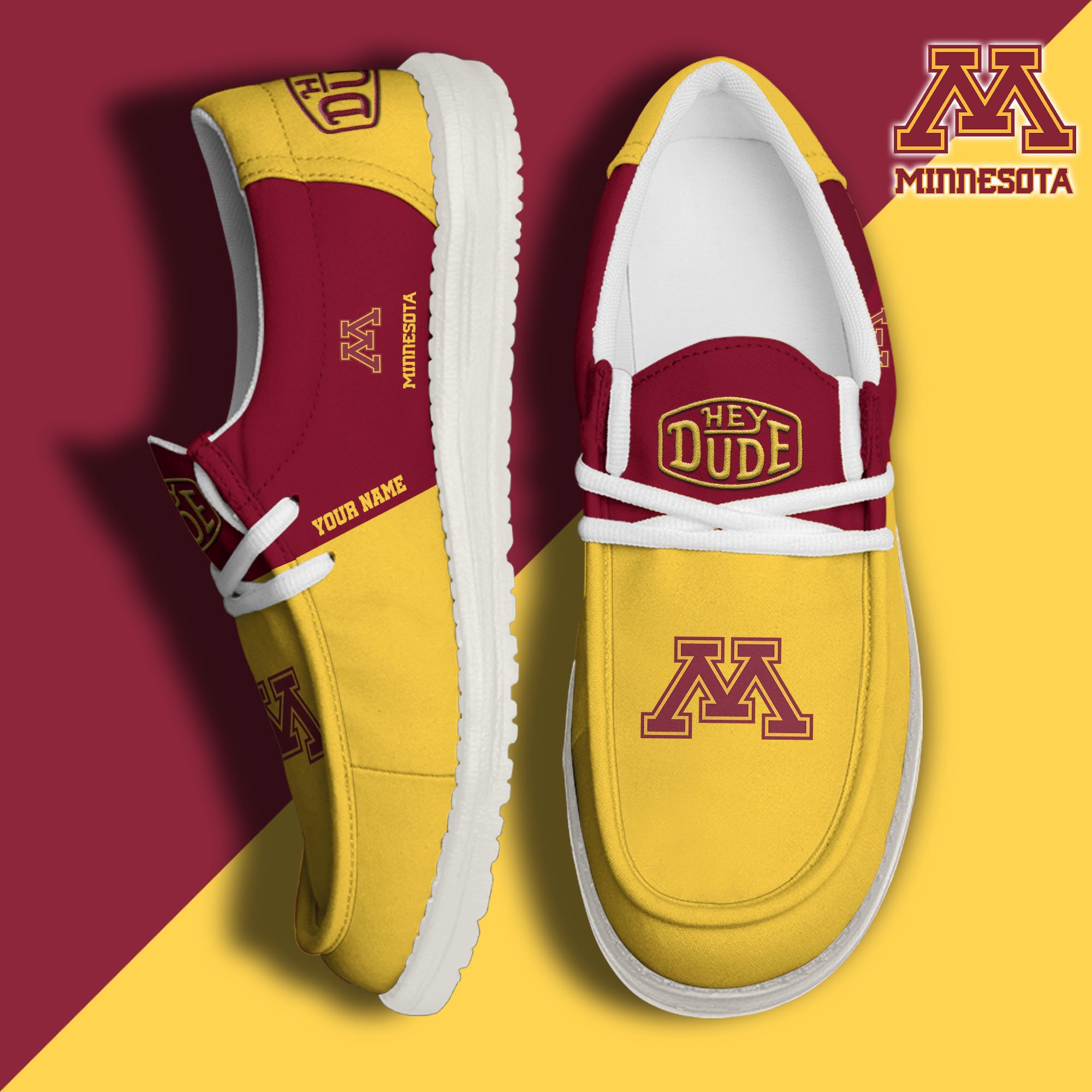 Minnesota Golden Gophers Hey Dude Canvas Loafer Shoes 2024 Version Custom Your Name, Sport Shoes For Football Fans, Sport Gifts ETRG-61842