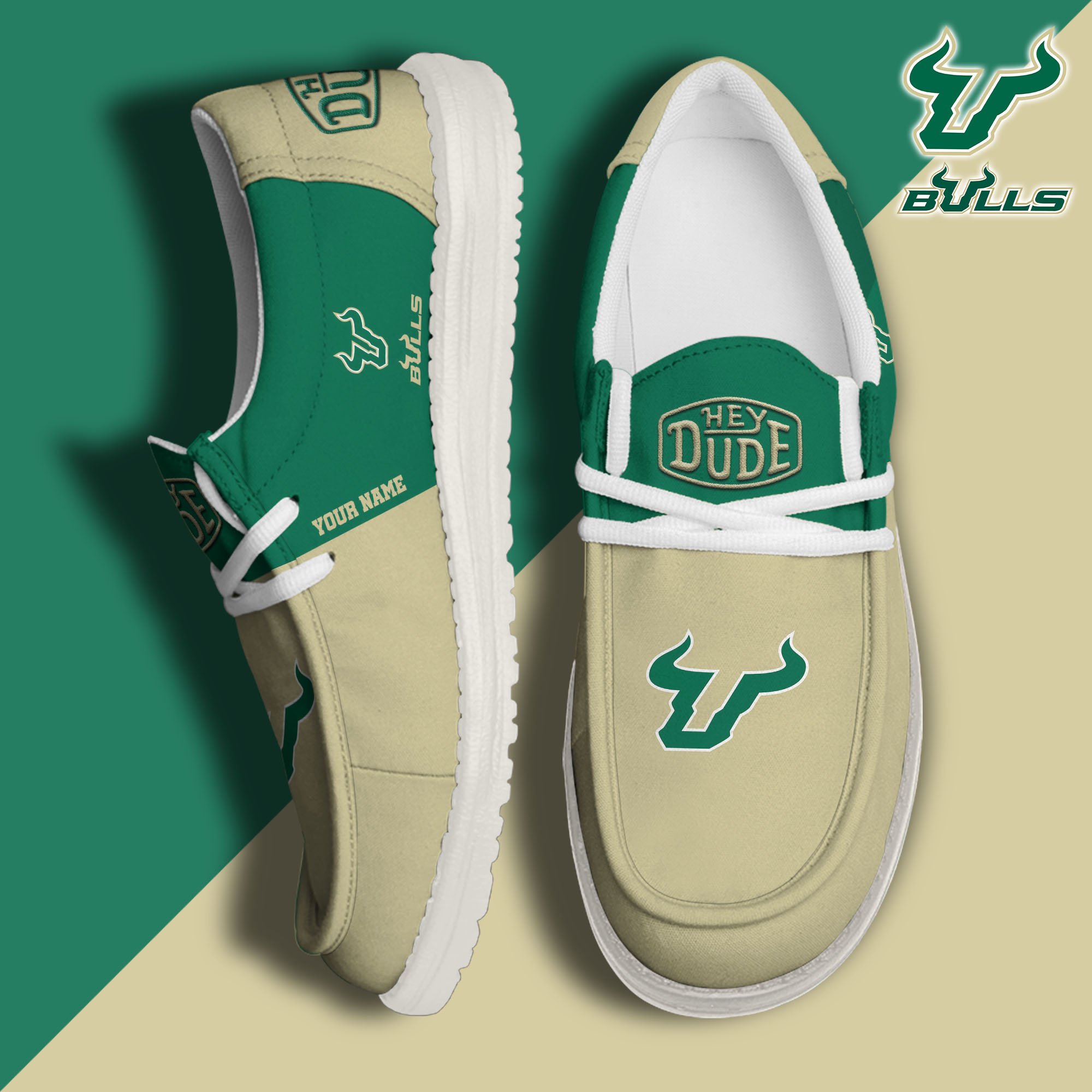 South Florida Bulls Hey Dude Canvas Loafer Shoes 2024 Version Custom Your Name, Sport Shoes For Football Fans, Sport Gifts ETRG-61842