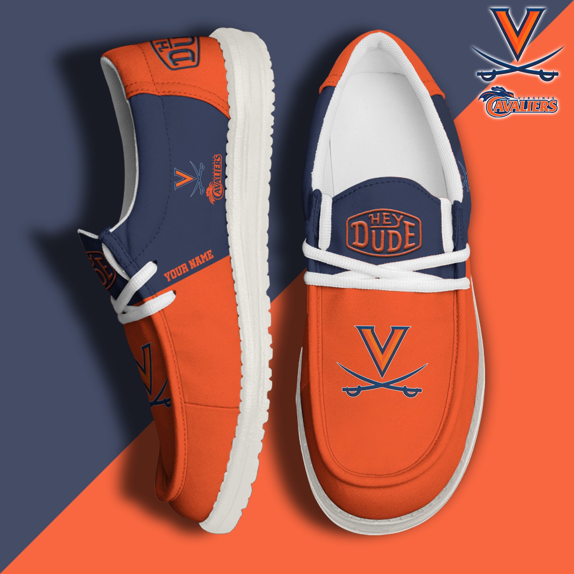 Virginia Cavaliers Hey Dude Canvas Loafer Shoes 2024 Version Custom Your Name, Sport Shoes For Football Fans, Sport Gifts ETRG-61842