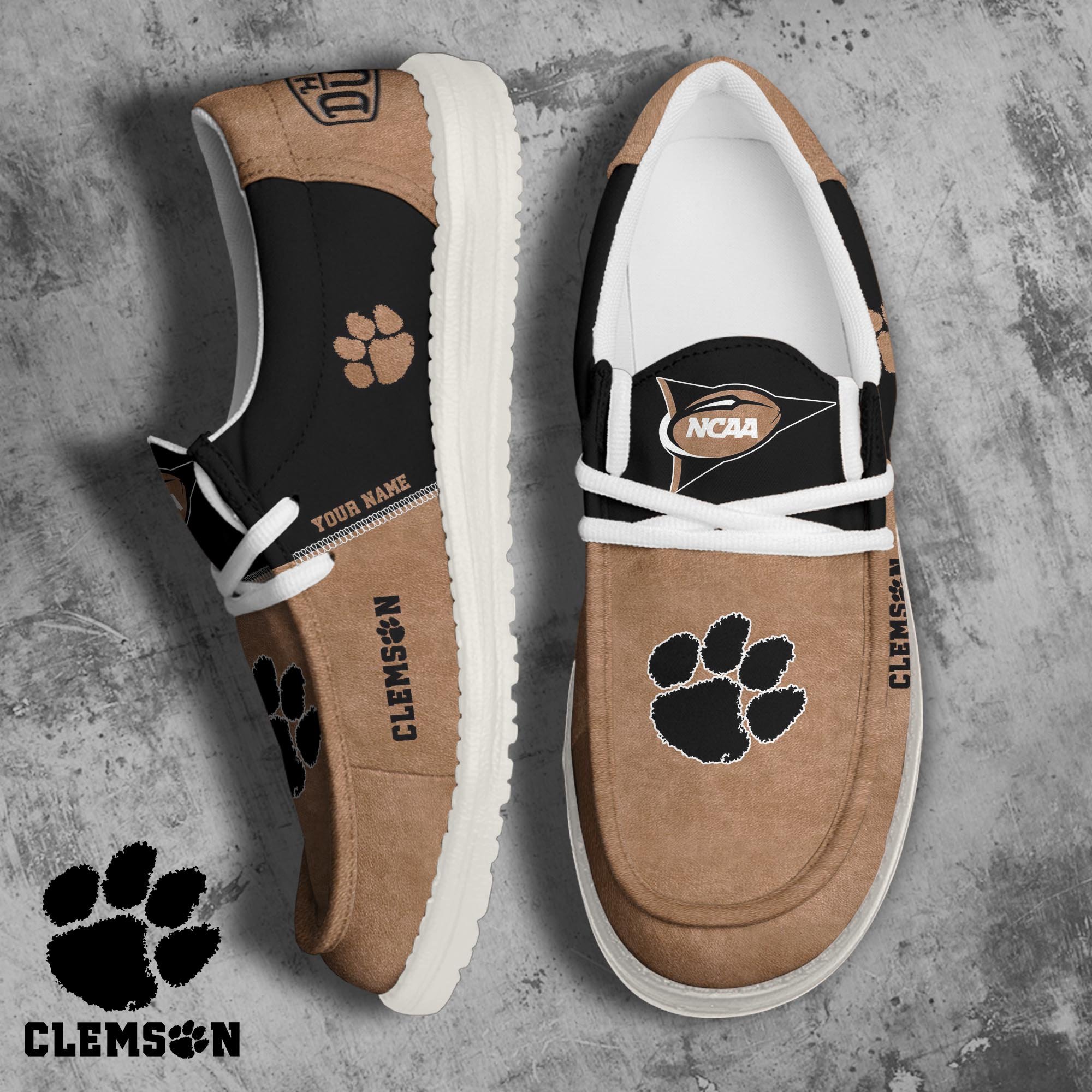 Clemson Tigers Football Hey Dude Canvas Loafer Shoes 2024 Version Custom Your Name, Sport Shoes For Fan, Fan Gifts ETRG-61846