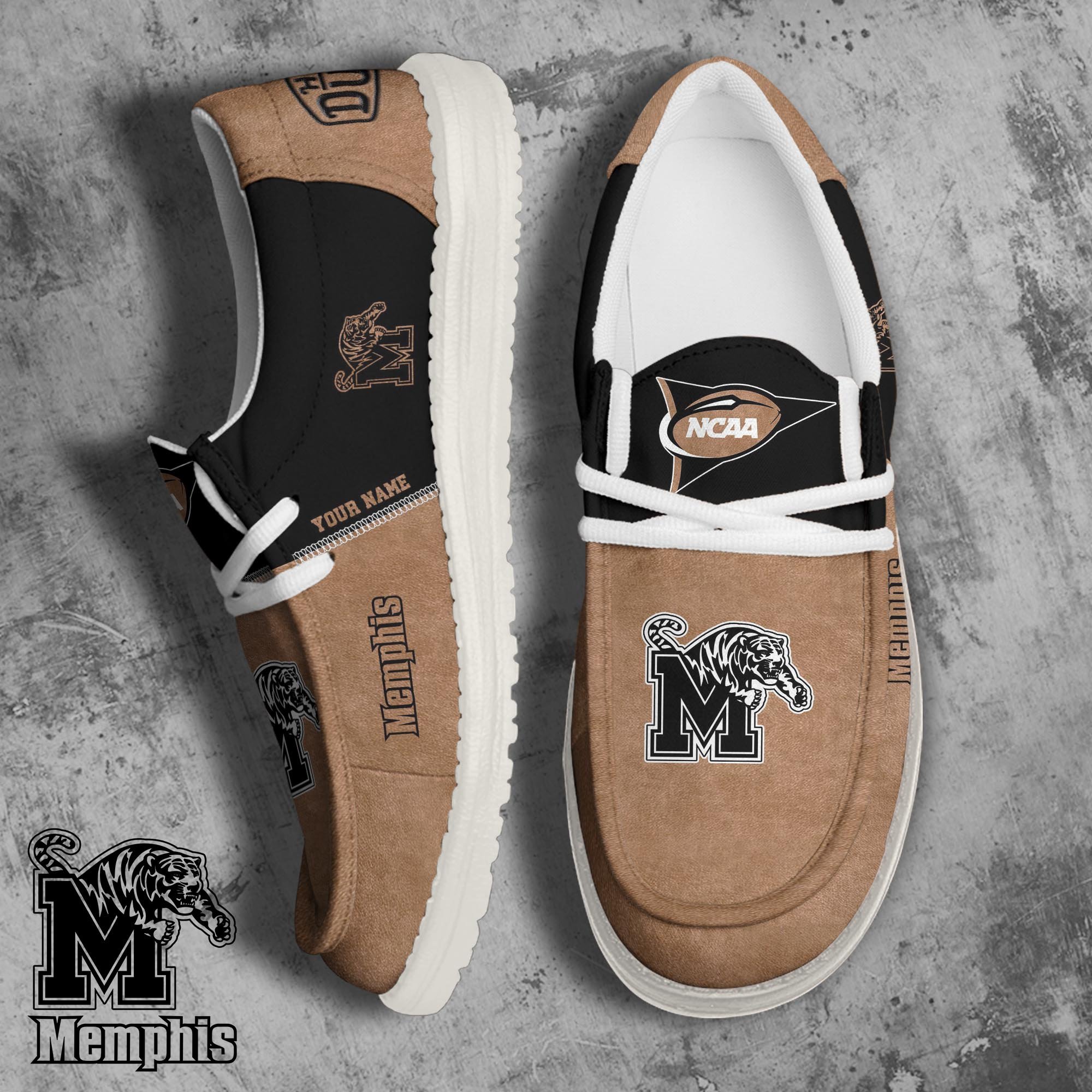 Memphis Tigers Football Hey Dude Canvas Loafer Shoes 2024 Version Custom Your Name, Sport Shoes For Fan, Fan Gifts ETRG-61846