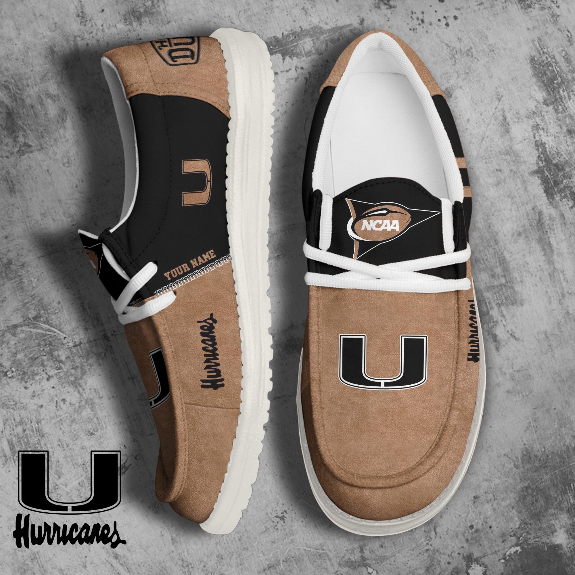 Miami Hurricanes Football Hey Dude Canvas Loafer Shoes 2024 Version Custom Your Name, Sport Shoes For Fan, Fan Gifts ETRG-61846