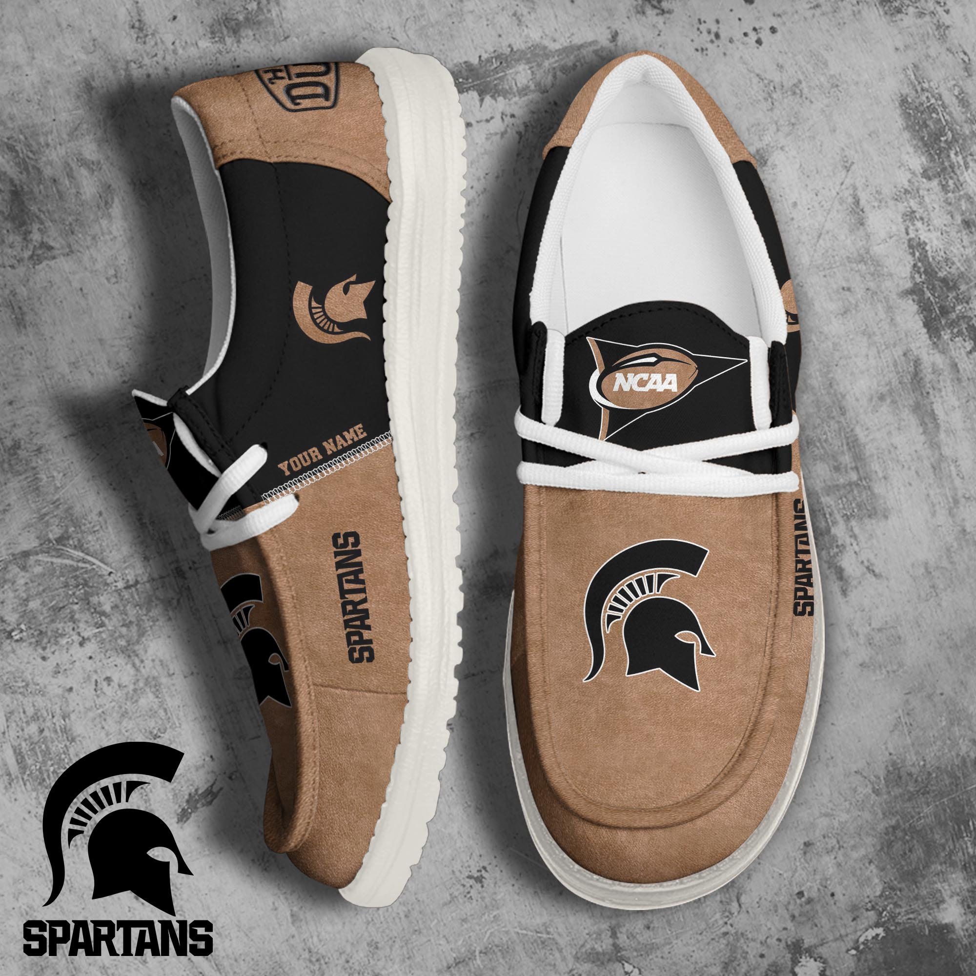 Michigan State Spartans Football Hey Dude Canvas Loafer Shoes 2024 Version Custom Your Name, Sport Shoes For Fan, Fan Gifts ETRG-61846