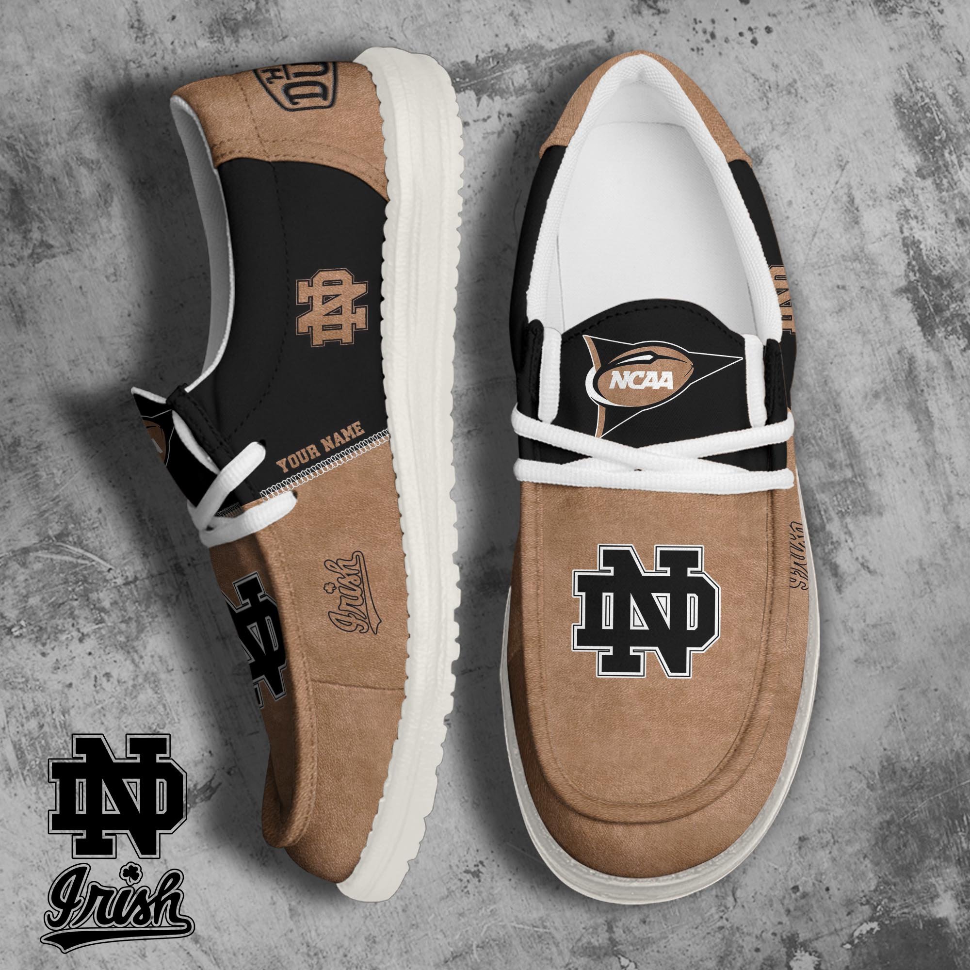 Notre Dame Fighting Irish Football Hey Dude Canvas Loafer Shoes 2024 Version Custom Your Name, Sport Shoes For Fan, Fan Gifts ETRG-61846