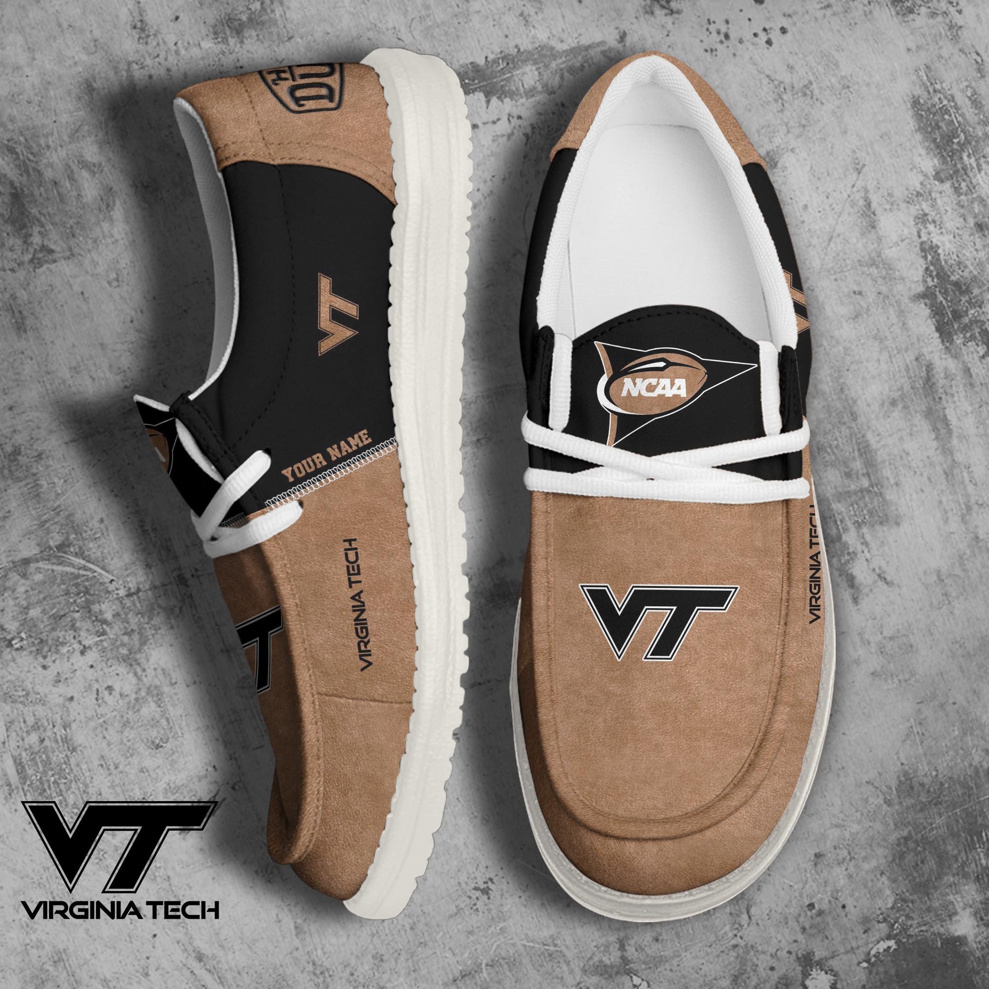 Virginia Tech Hokies Football Hey Dude Canvas Loafer Shoes 2024 Version Custom Your Name, Sport Shoes For Fan, Fan Gifts ETRG-61846