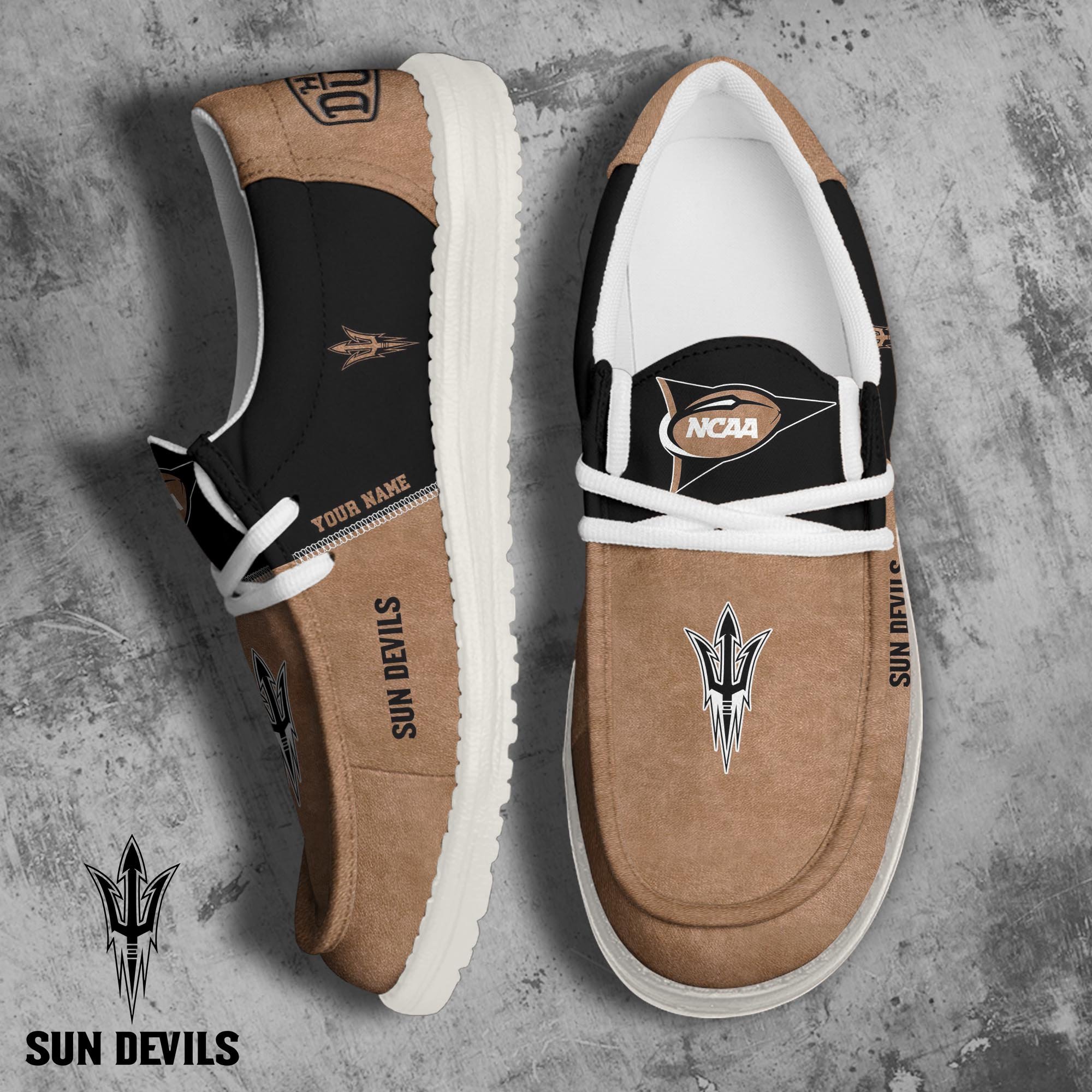 Arizona State Sun Devils Football Hey Dude Canvas Loafer Shoes 2024 Version Custom Your Name, Sport Shoes For Fan, Fan Gifts ETRG-61846