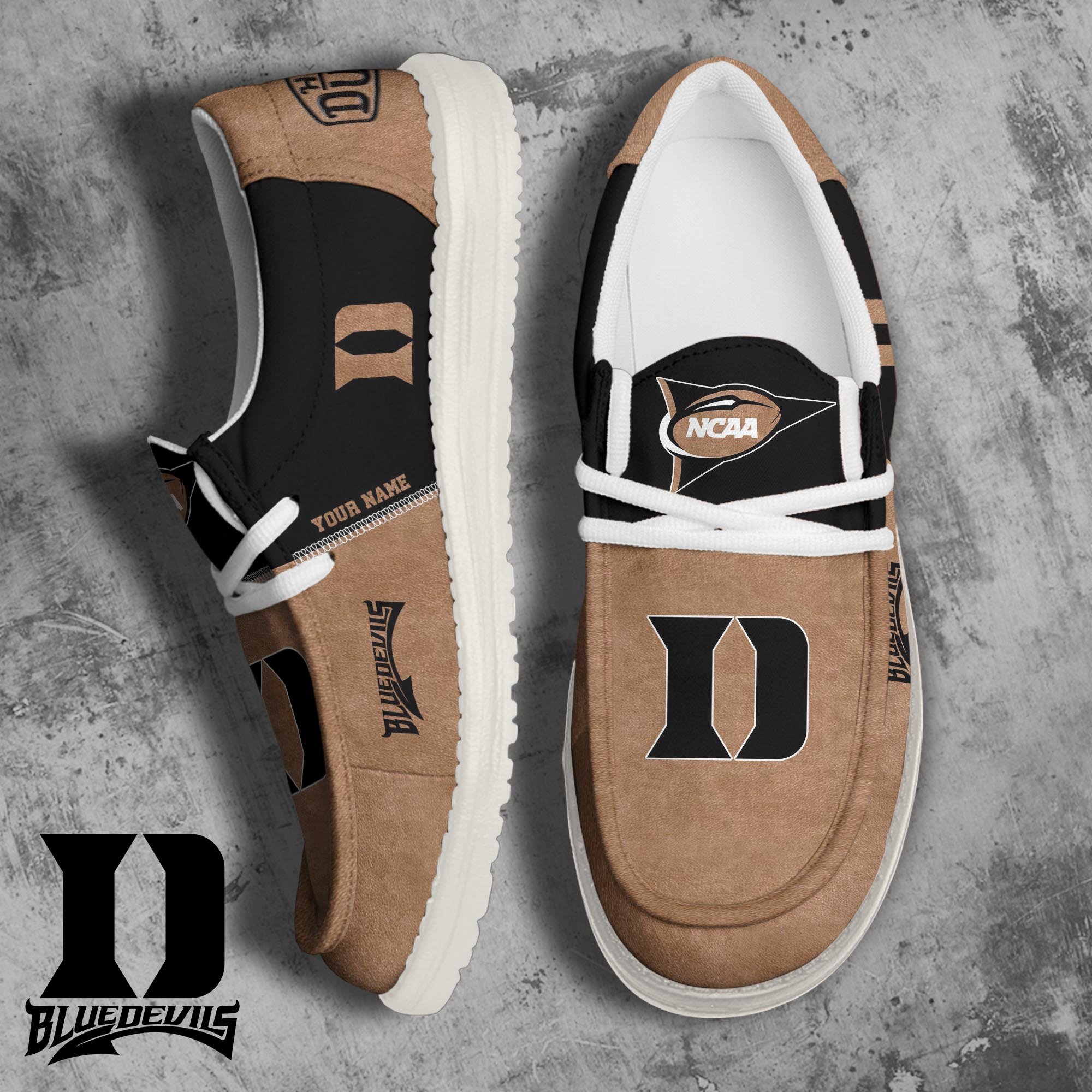 Duke Blue Devils Football Hey Dude Canvas Loafer Shoes 2024 Version Custom Your Name, Sport Shoes For Fan, Fan Gifts ETRG-61846