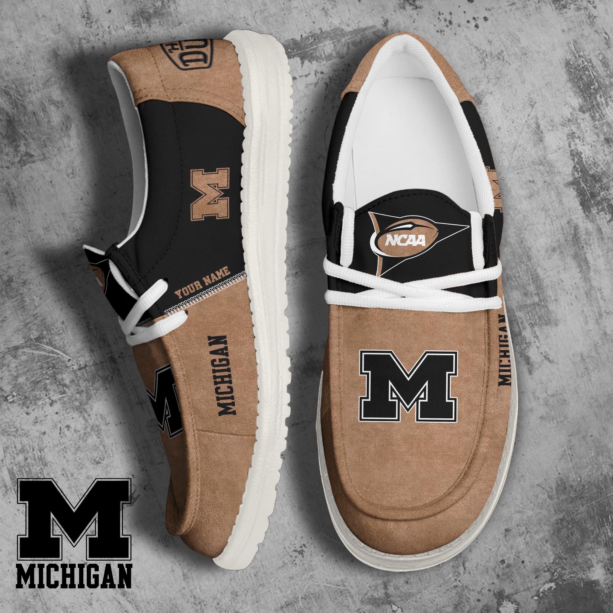 Michigan Wolverines Football Hey Dude Canvas Loafer Shoes 2024 Version Custom Your Name, Sport Shoes For Fan, Fan Gifts ETRG-61846