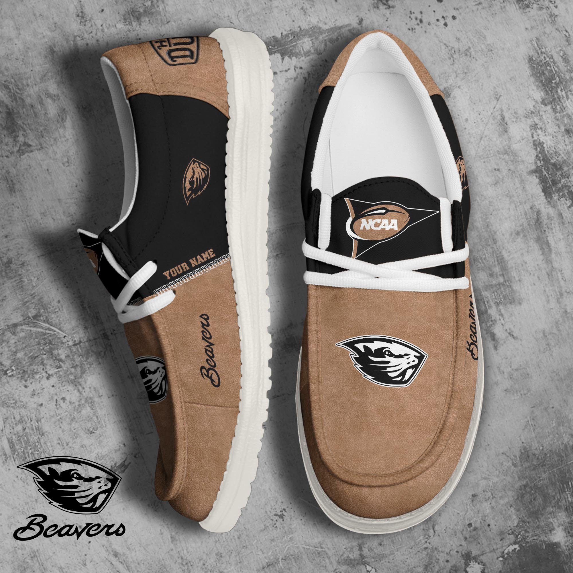 Oregon State Beavers Football Hey Dude Canvas Loafer Shoes 2024 Version Custom Your Name, Sport Shoes For Fan, Fan Gifts ETRG-61846