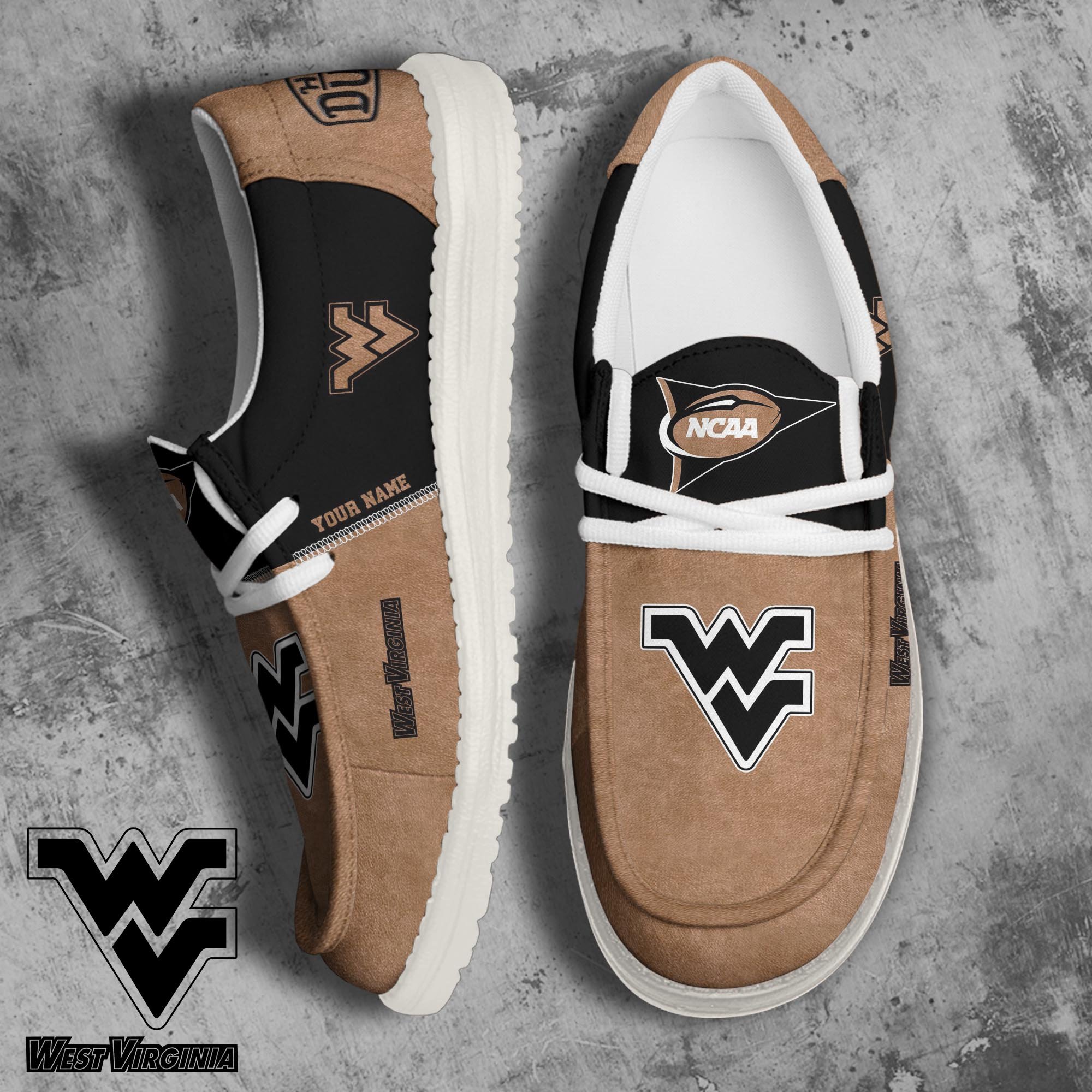 West Virginia Mountaineers Football Hey Dude Canvas Loafer Shoes 2024 Version Custom Your Name, Sport Shoes For Fan, Fan Gifts ETRG-61846