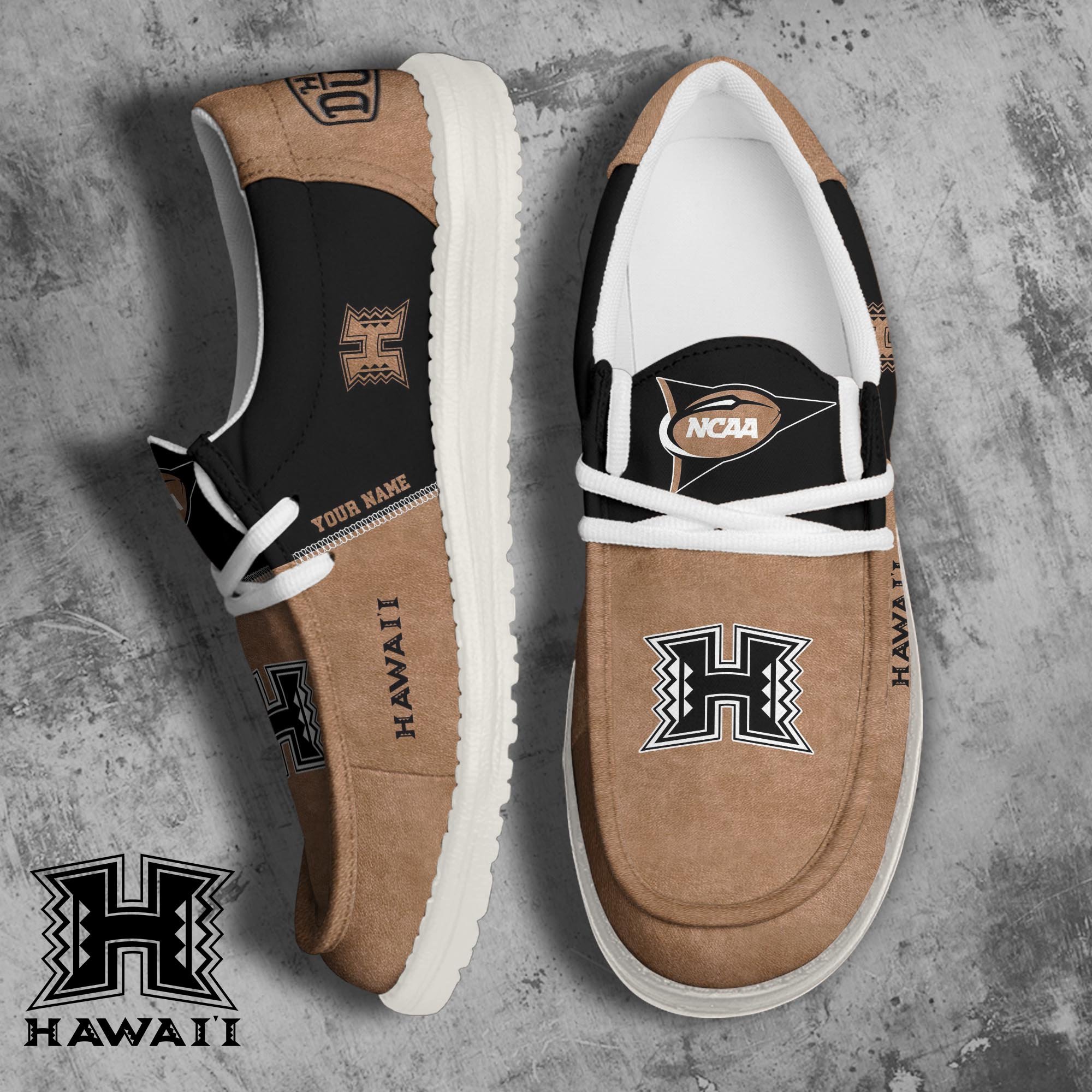 Hawaii Rainbow Warriors Football Hey Dude Canvas Loafer Shoes 2024 Version Custom Your Name, Sport Shoes For Fan, Fan Gifts ETRG-61846