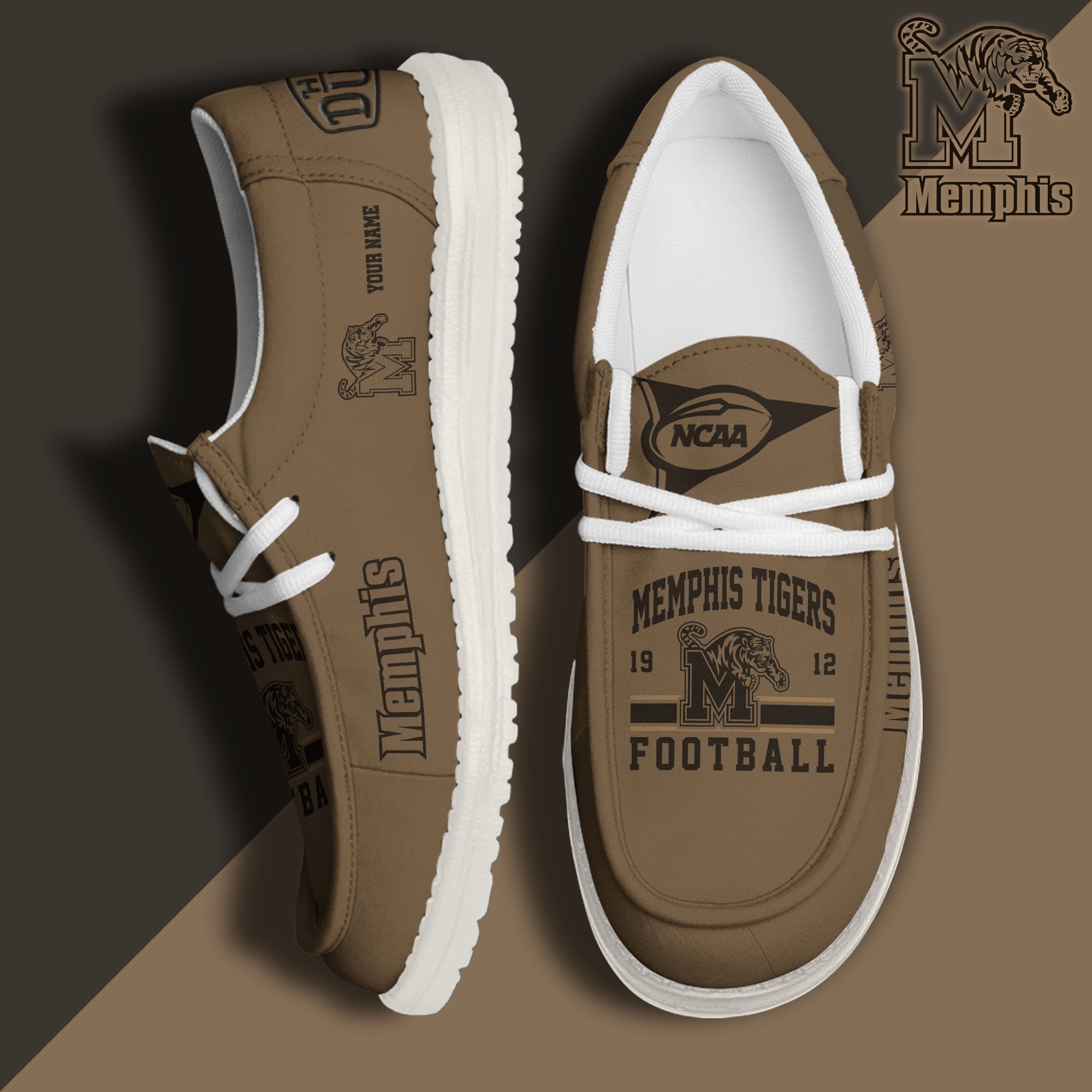 Memphis Tigers Hey Dude Canvas Loafer Shoes 2024 Version Custom Your Name, Football Team Shoes, Sport Gifts ETRG-61850